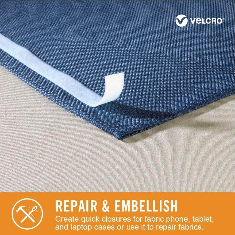 6 Pack: VELCRO® Brand Sticky Back for Fabrics White Rectangle Fastener