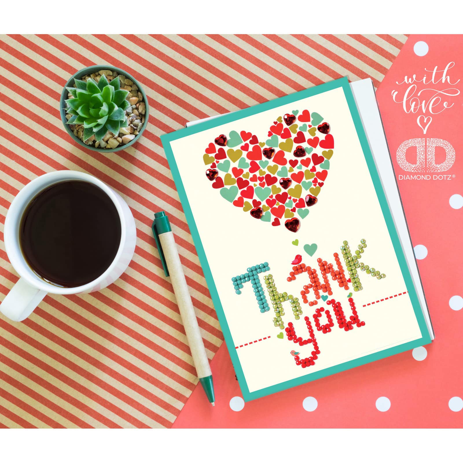 Diamond Dotz&#xAE; Thank You Heart Diamond Painting Greeting Card Kit