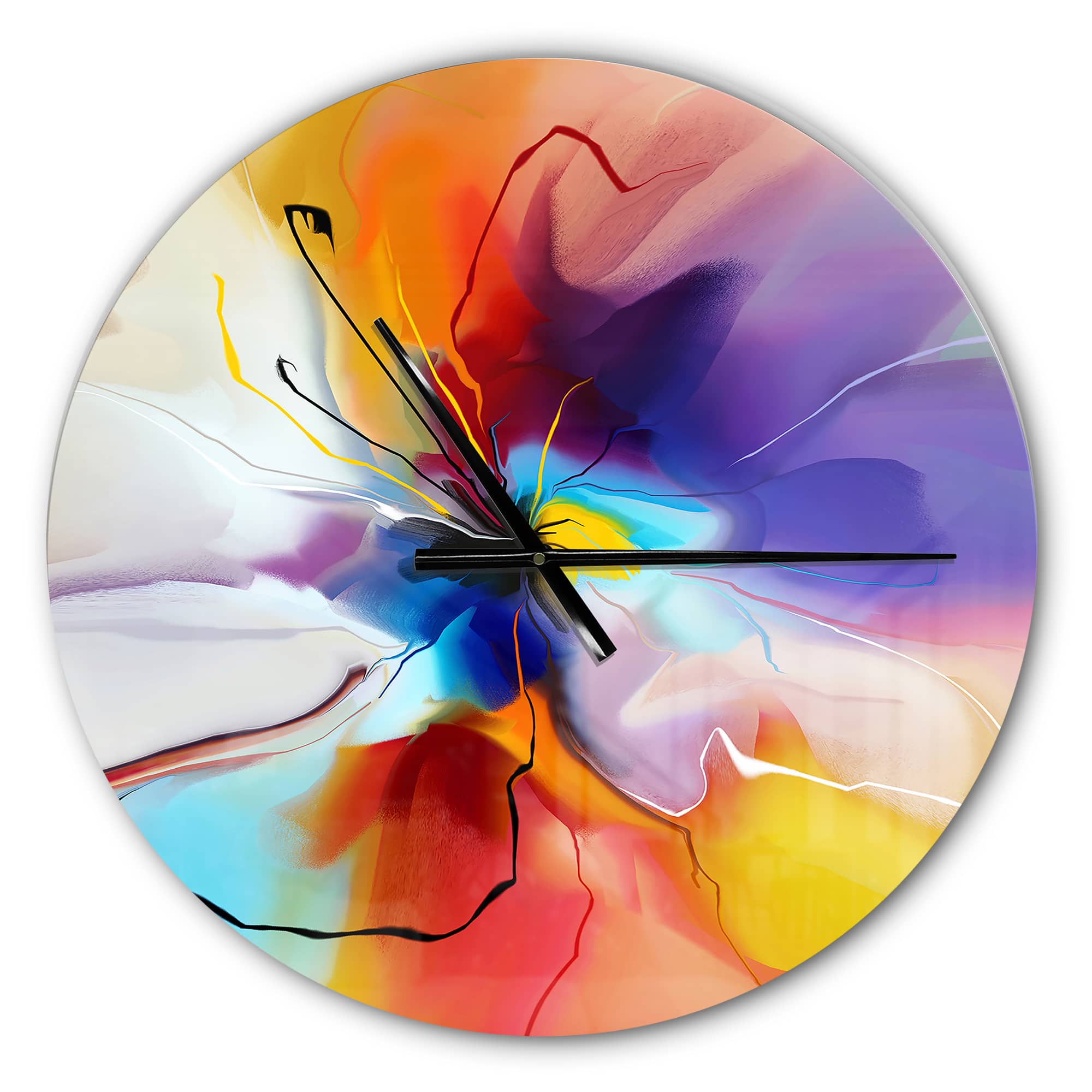 Designart Multicolored Creative Flower Farmhouse Wall Clock