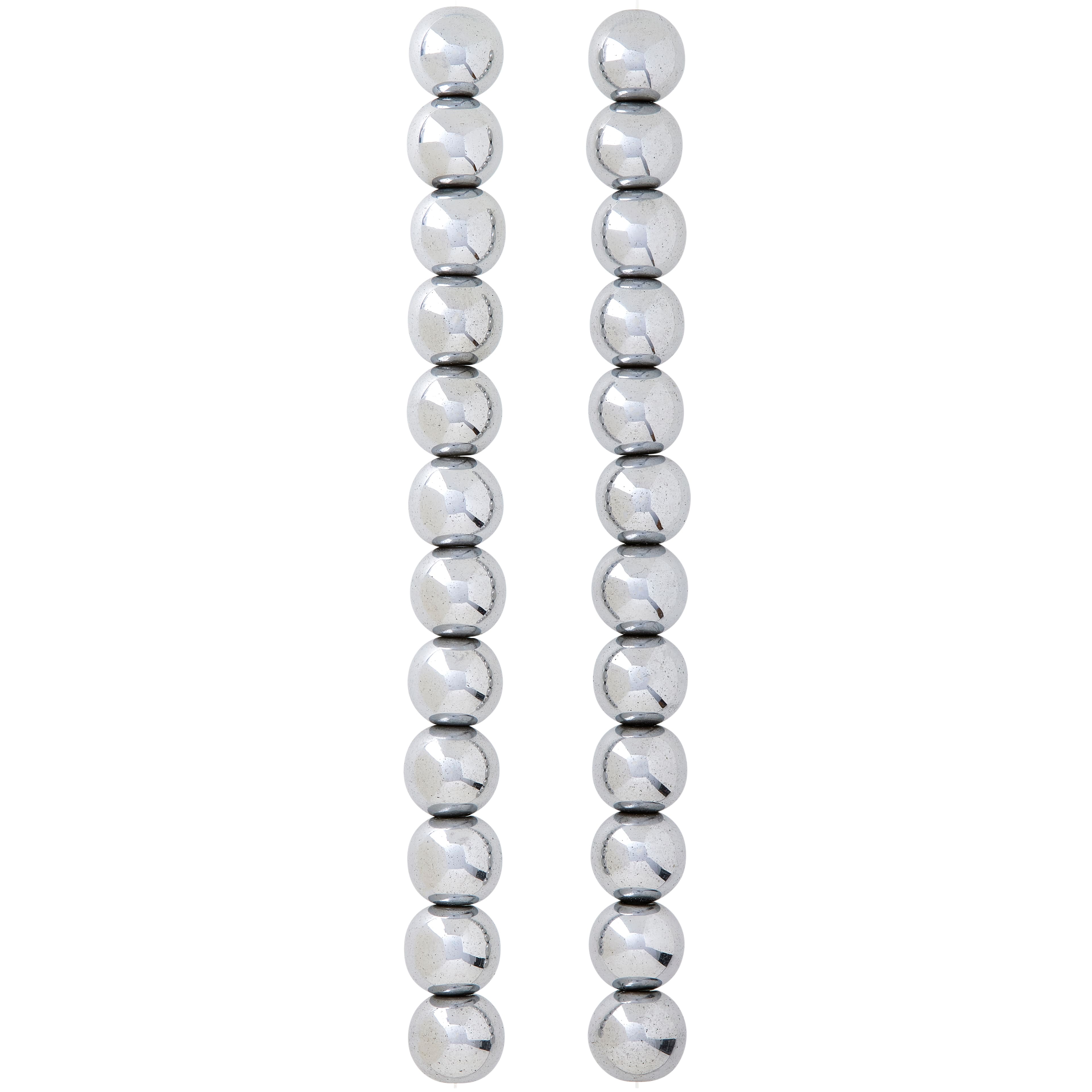 Silver Hematite Round Beads, 10mm by Bead Landing™