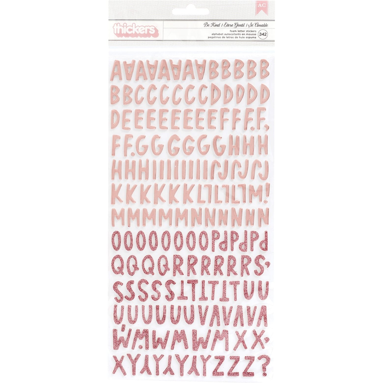 Thickers&#x2122; Be Kind Alphabet Blush Foam Stickers