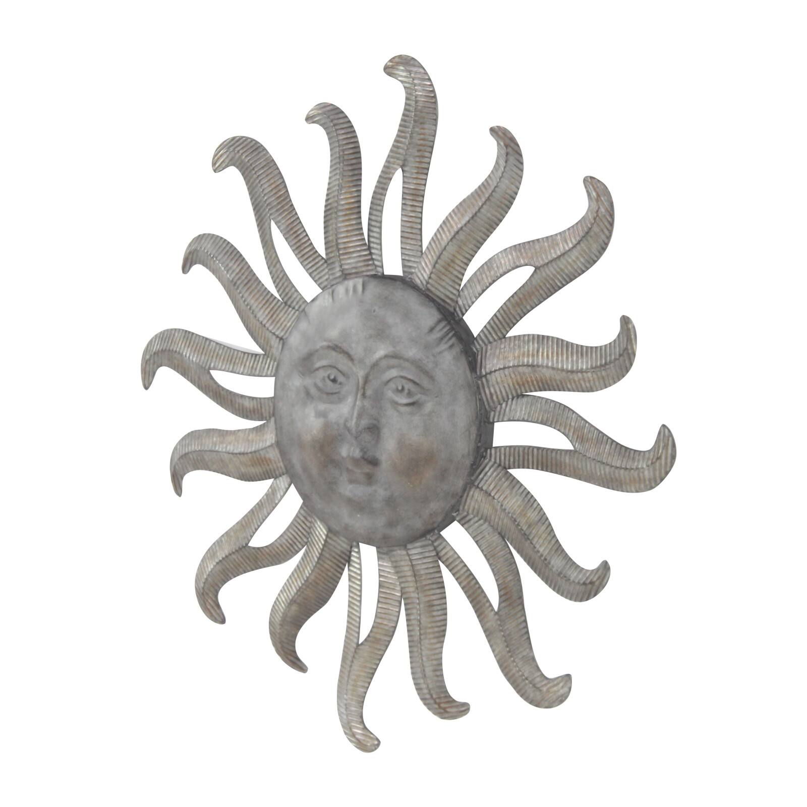 36&#x22; Gray Metal Sun Outdoor Wall Accent