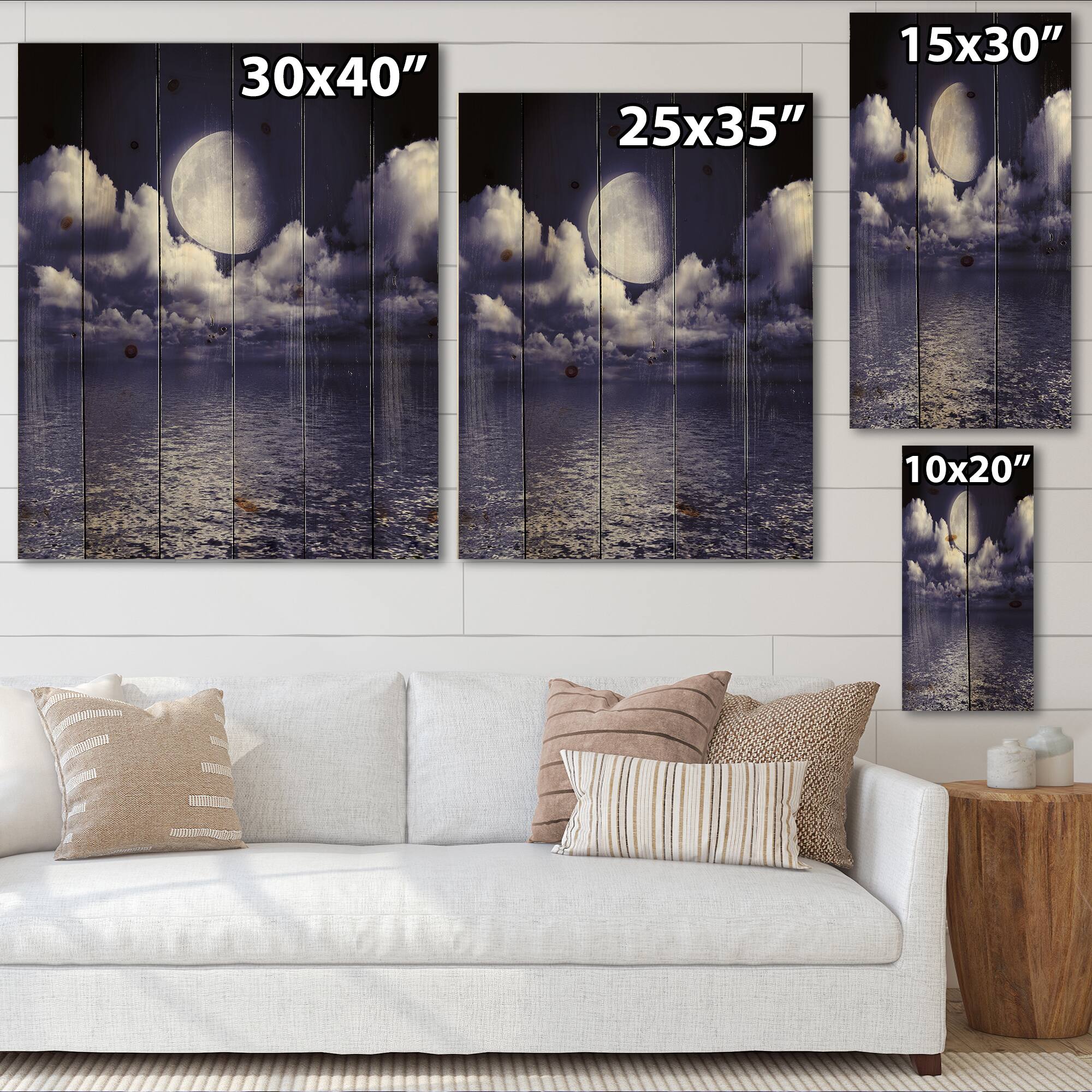 Designart - Full Moon In Cloudy Night Sky V