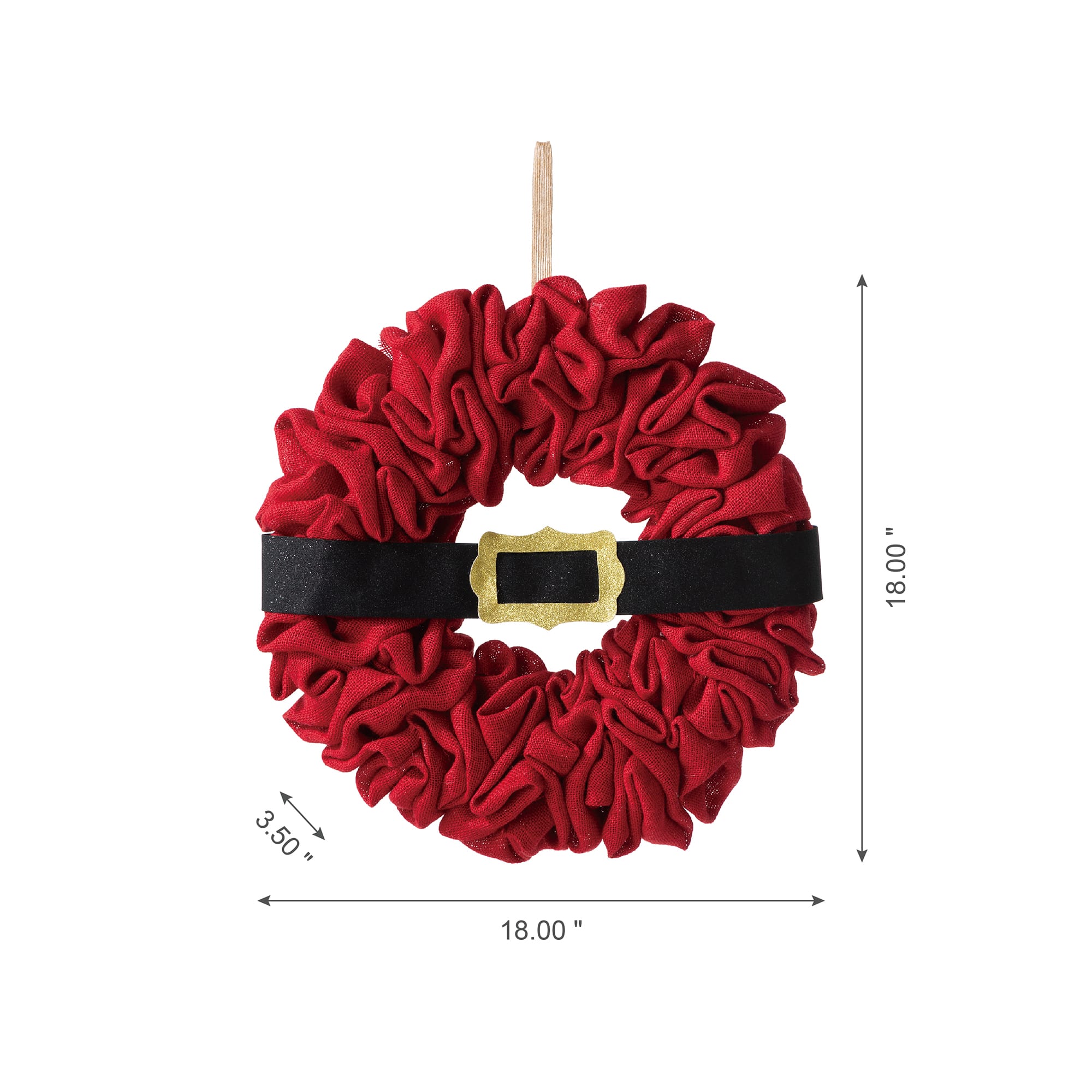 Glitzhome&#xAE; 18&#x22; Christmas Red Belt Fabric Wreath