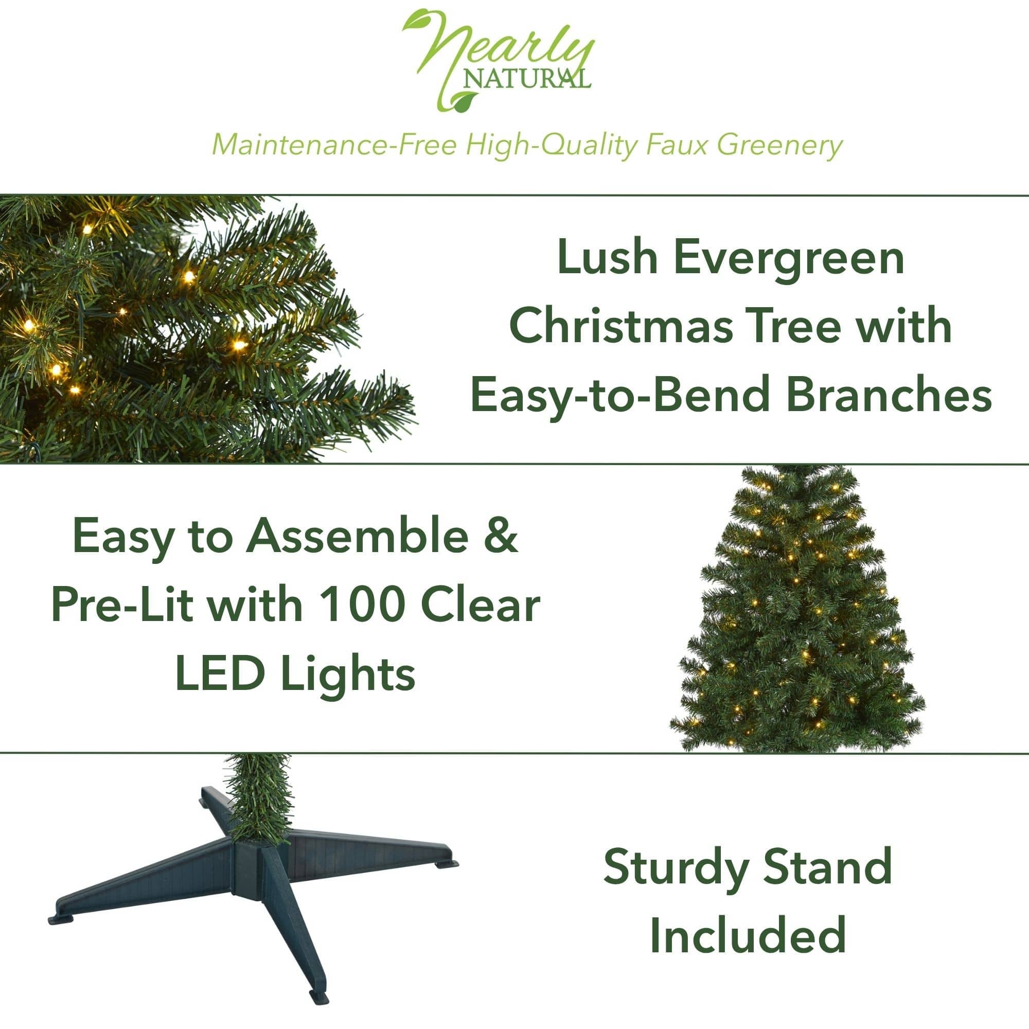 4ft. Pre-Lit Northern Tip Pine Artificial Christmas Tree, Clear LED Lights