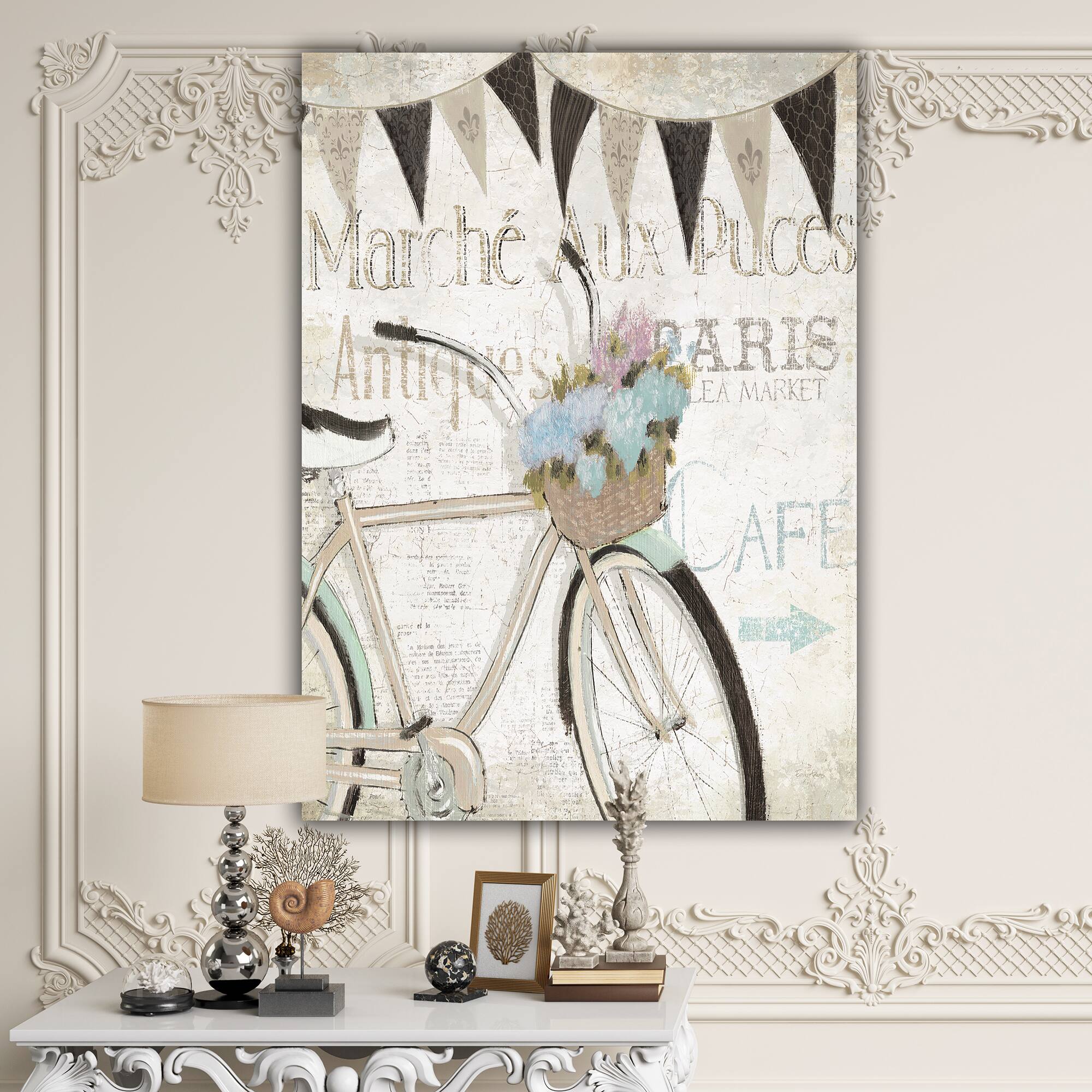 Designart - French Bicycle Flea Market I - French Country Canvas Artwork