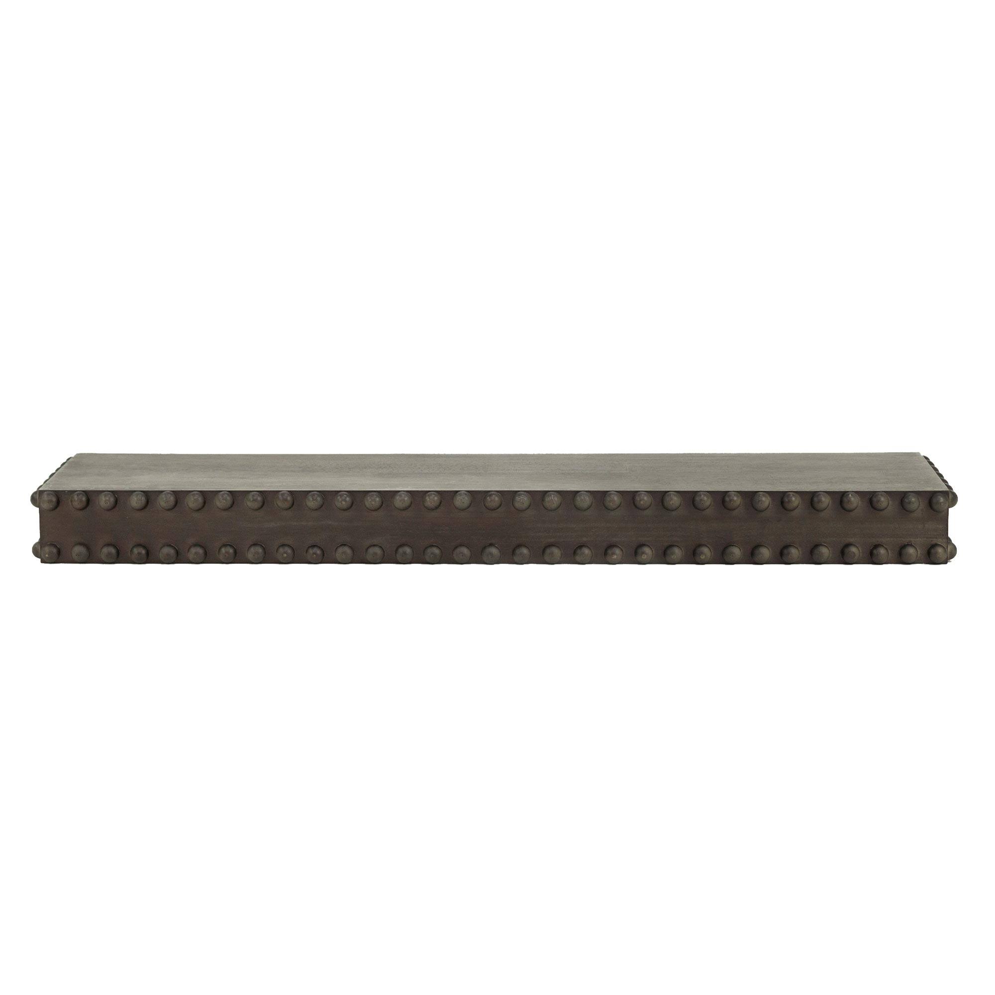 Large Black Rustic Beaded Wood Floating Wall Shelf