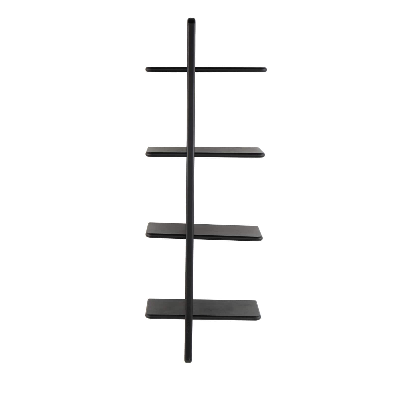 15" x 44" Shelf Black Wood Handmade Wall Hanging Shelf