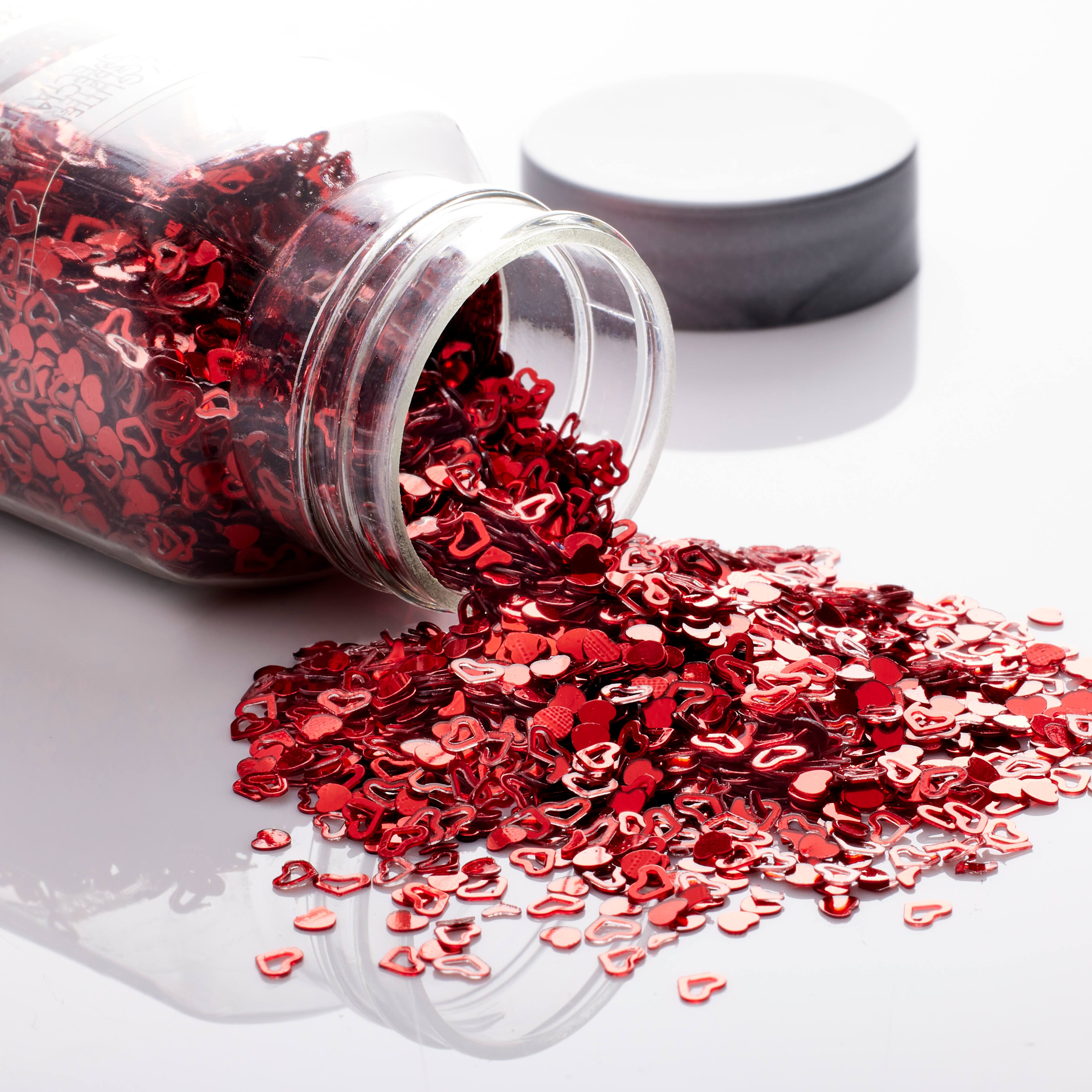 12 Pack: Red Open & Closed Heart Shaped Specialty Glitter by Recollections™