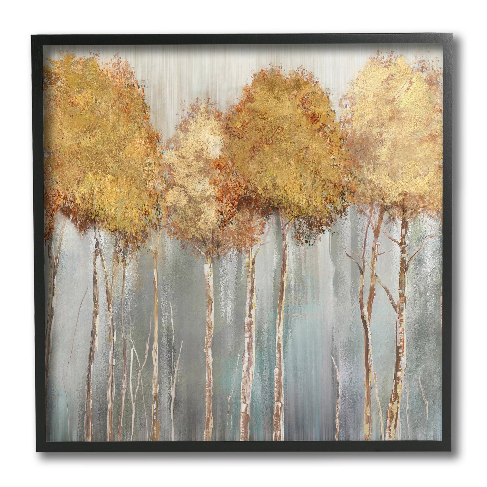 Stupell Industries Neutral Tree Forest Standing Tall over Grey,12" x 12"