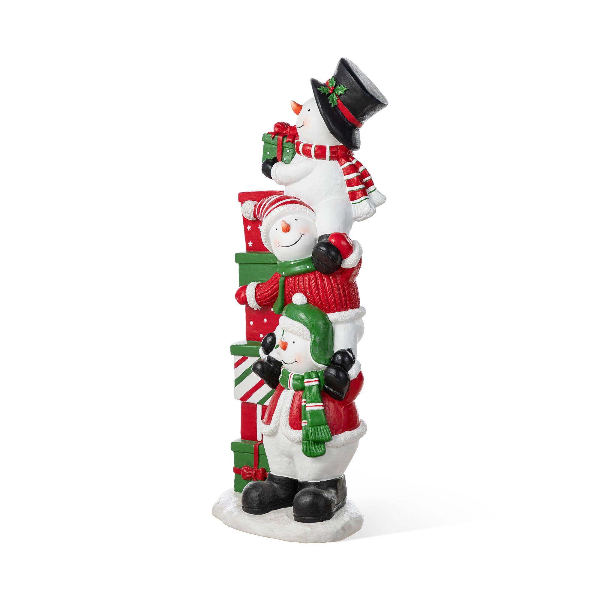 Glitzhome&#xAE; 35.25&#x22; Christmas Resin Stacked Snowman Porch Decor