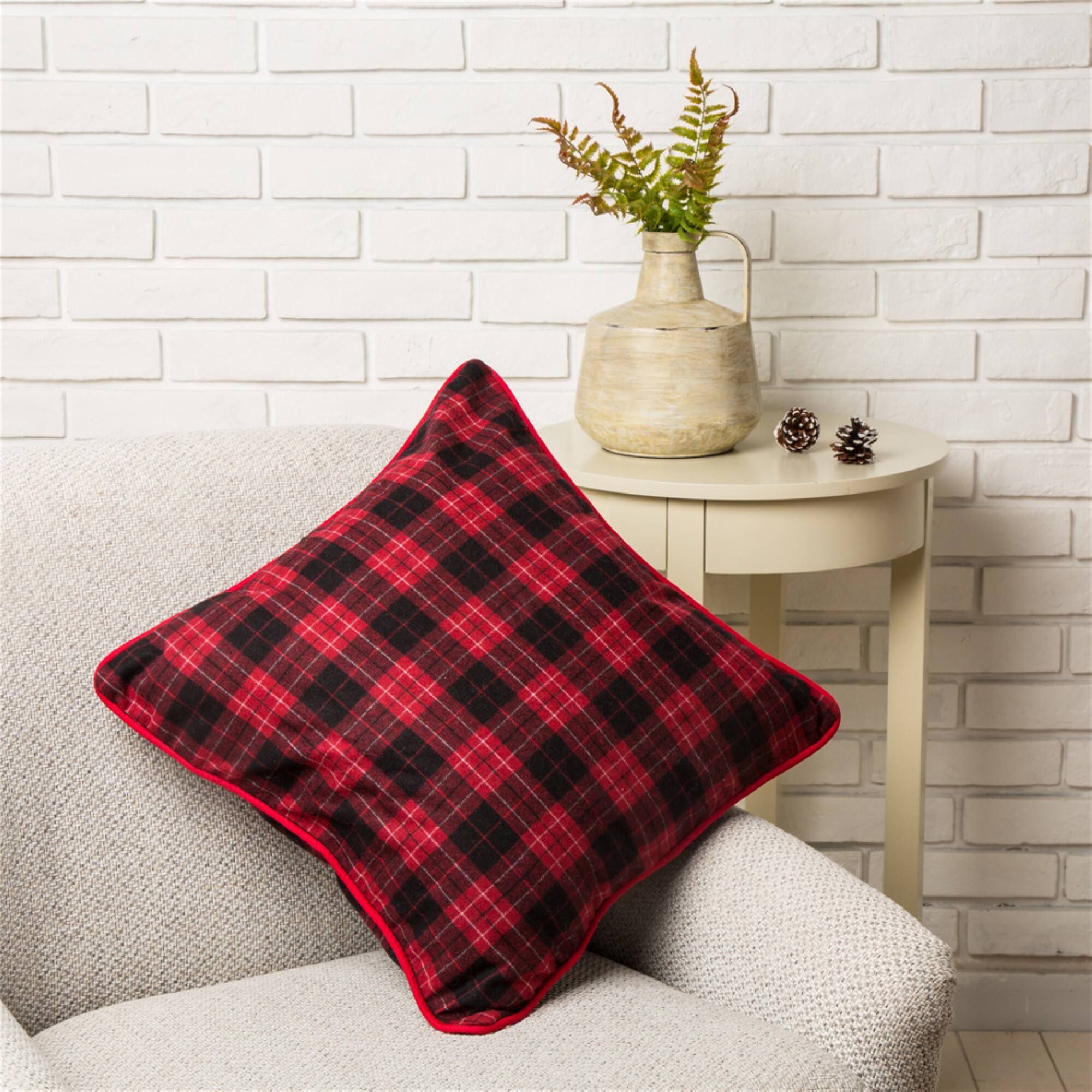 red plaid pillows