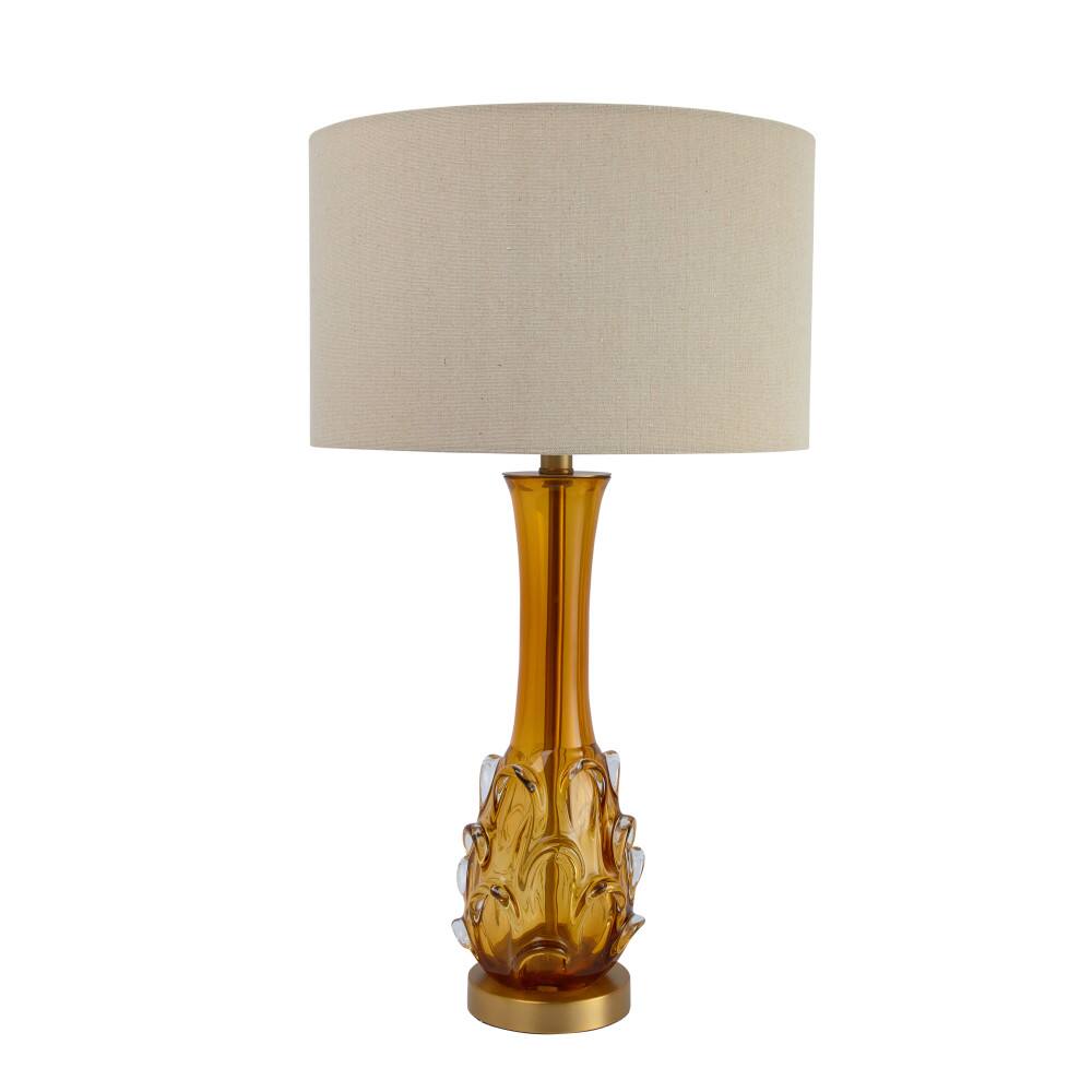 Hello Honey® 26.5" Amber Mid Century Glass Table Lamp with Fabric Shade