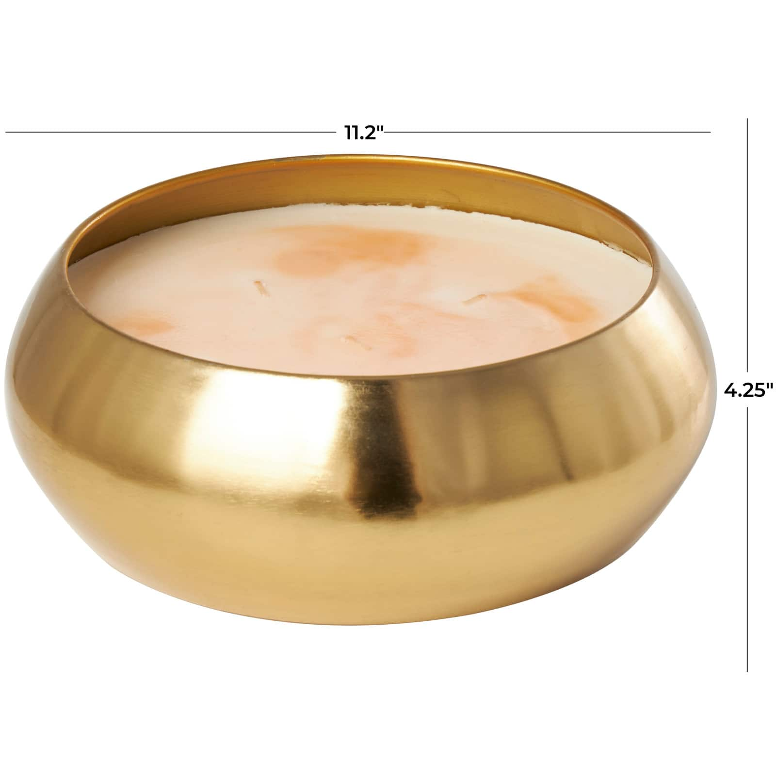 125oz. Jasmine Scented White 5 Wick Candle in Gold Bowl