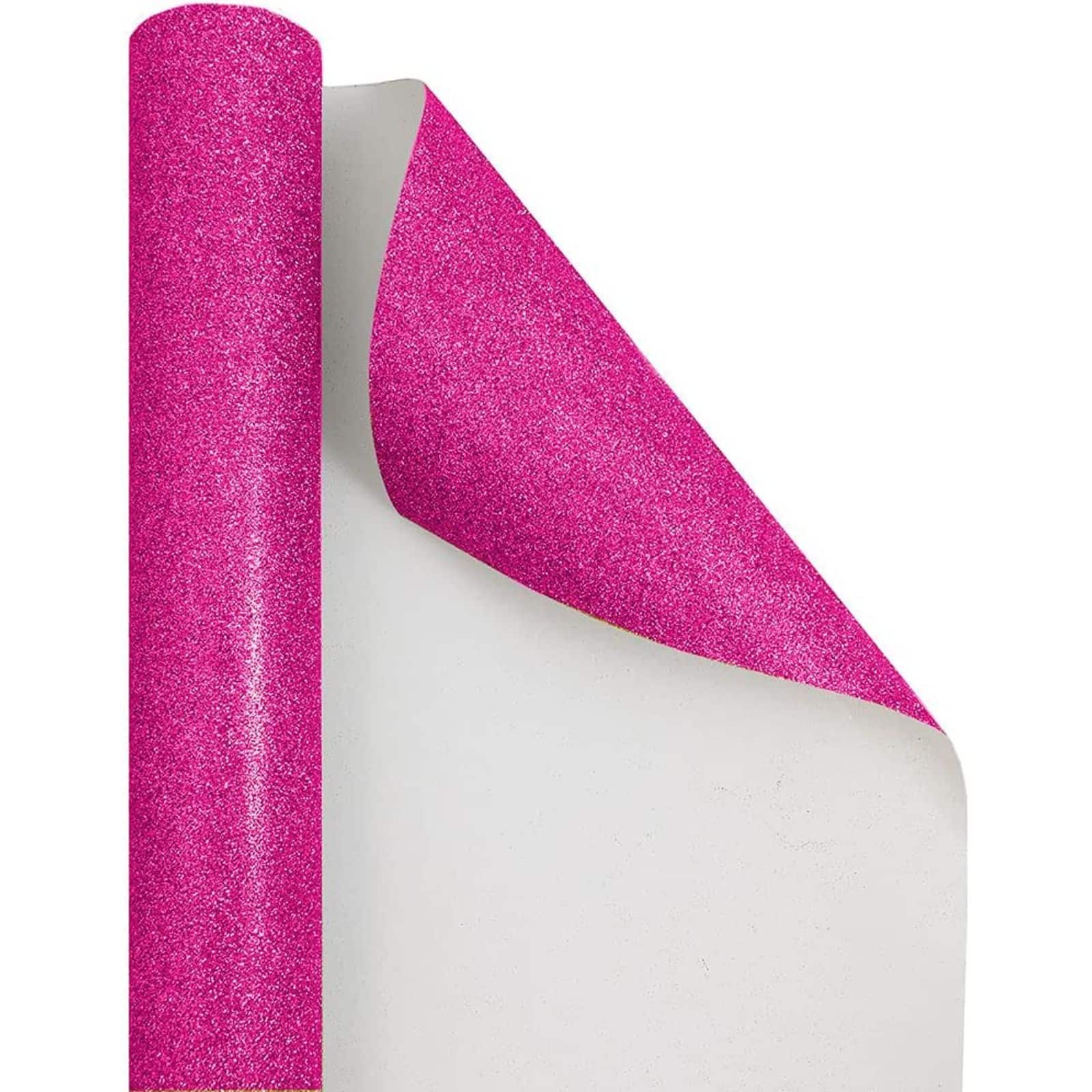 JAM Paper Hot Pink Glitter Gift Wrap, 2ct.
