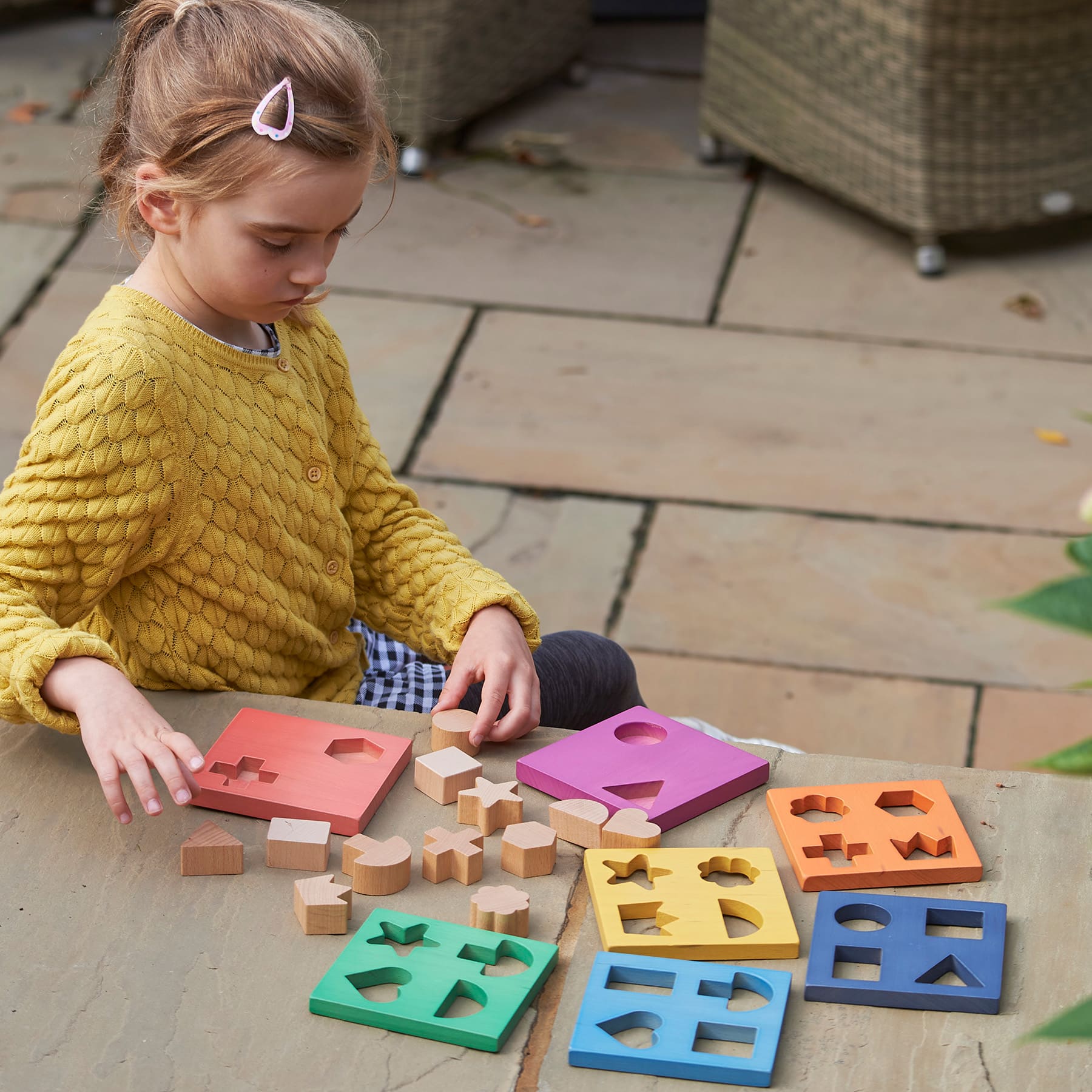 TickiT® Rainbow Wooden Shape Stacker Play Set
