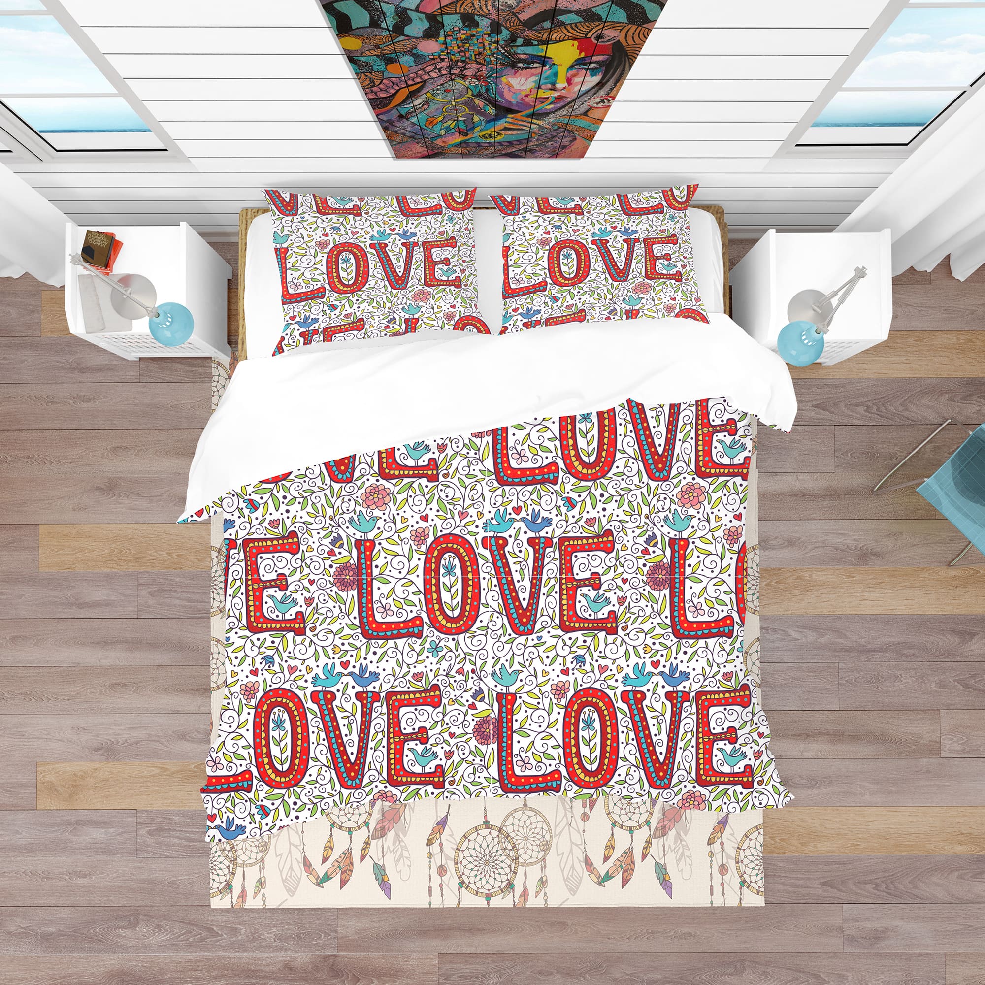 Designart &#x27;Color Love Pattern&#x27; Modern &#x26; Contemporary Bedding Set - Duvet Cover &#x26; Shams