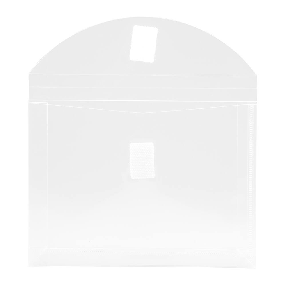 JAM Paper 5.5" x 7.5" Clear Plastic Hook & Loop Closure Envelopes, 12ct.