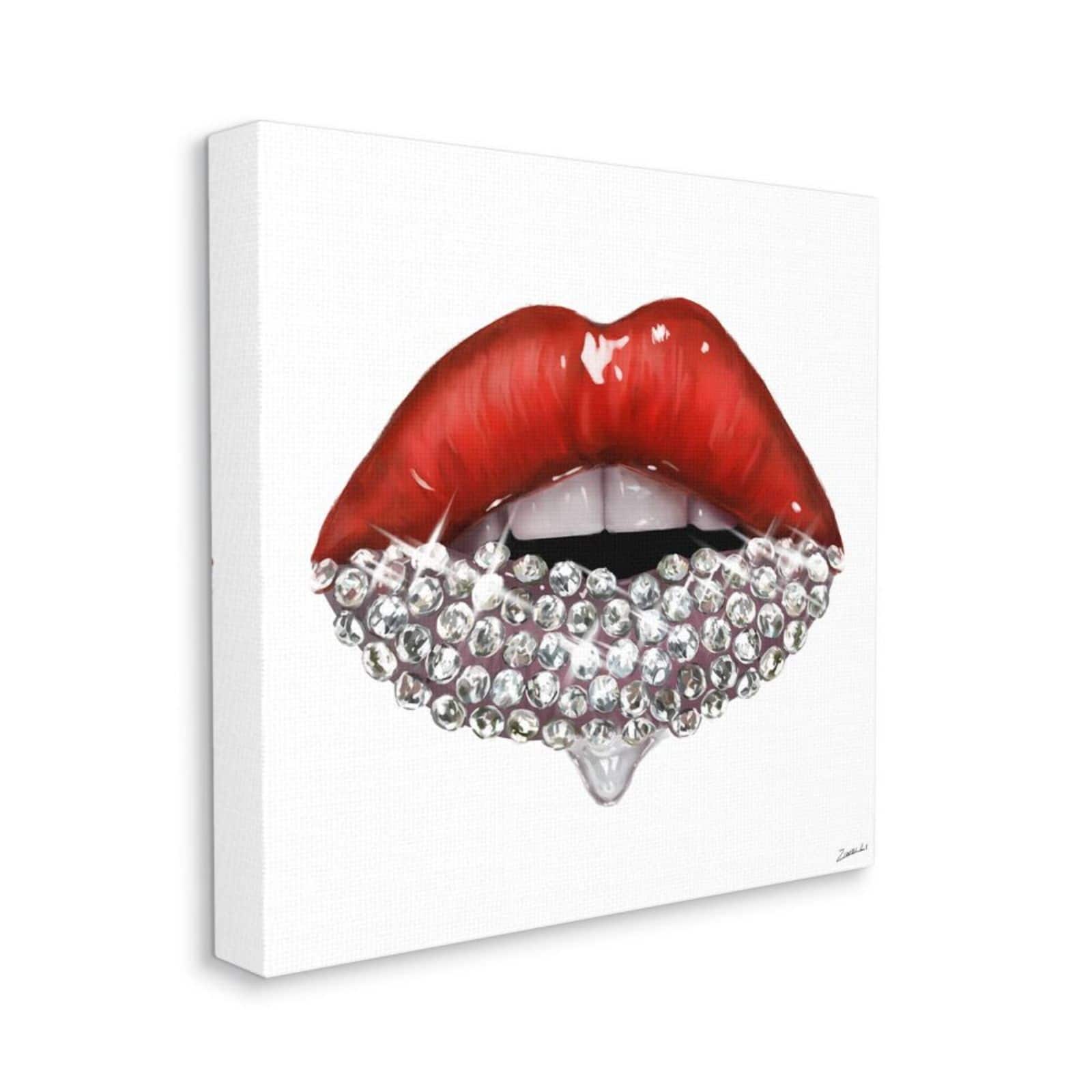 Stupell Industries Red Glam Lips Canvas Wall Accent