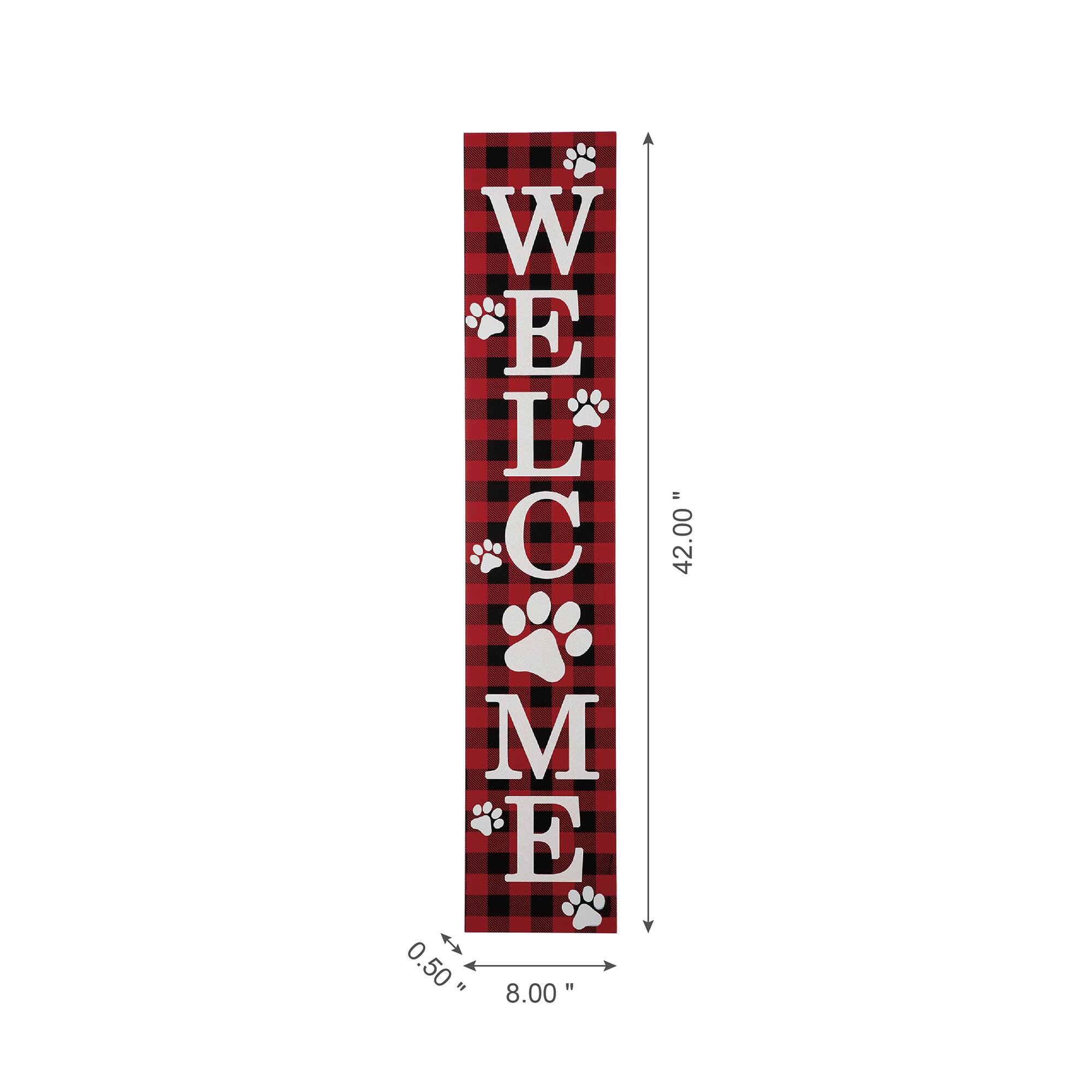 Glitzhome&#xAE; 42&#x22; Plaid Pet &#x22;WELCOME&#x22; Wooden Porch Sign