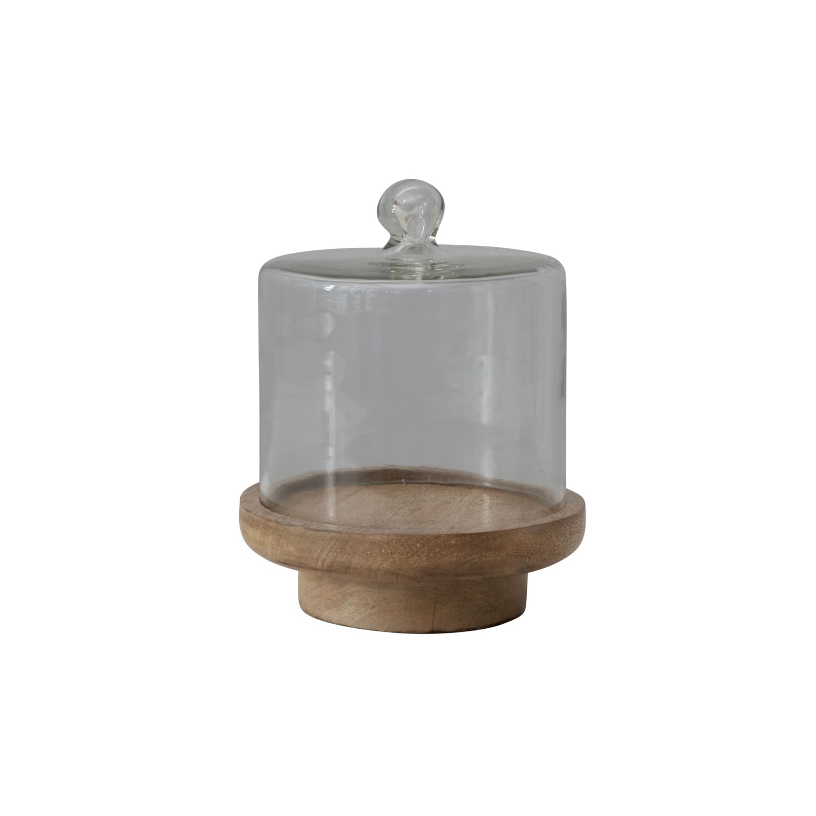 Hello Honey&#xAE; 8&#x22; Glass Cloche with Footed Wood Base