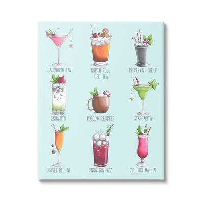 Stupell Industries Christmas Cocktails Seasonal Menu Canvas Wall Art in Blue | 16" x 20" | Michaels&reg;
