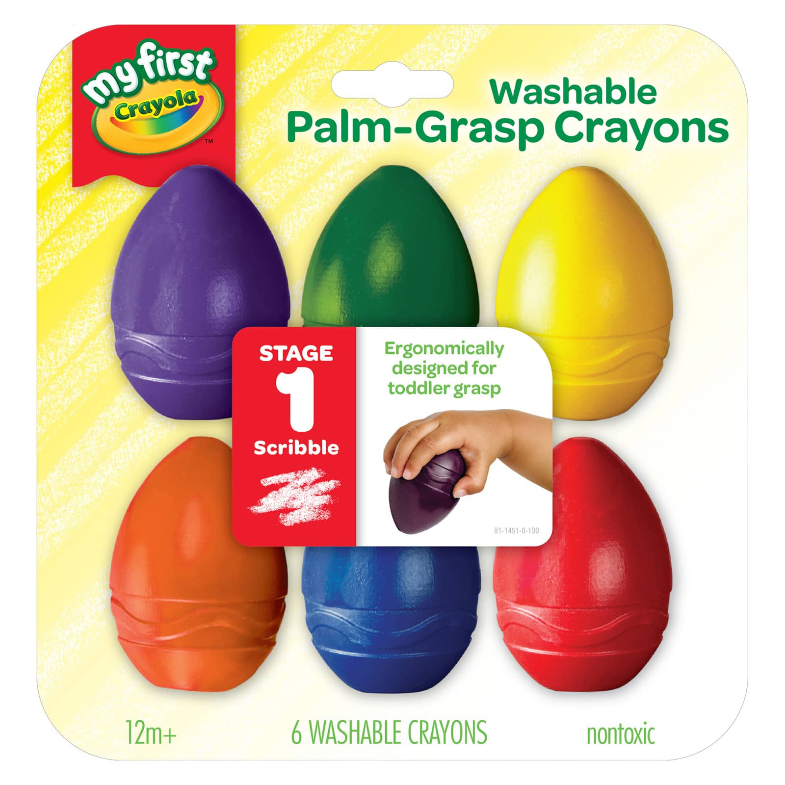  Egg Crayons for Toddlers, 9pcs Palm Grip Baby Crayons