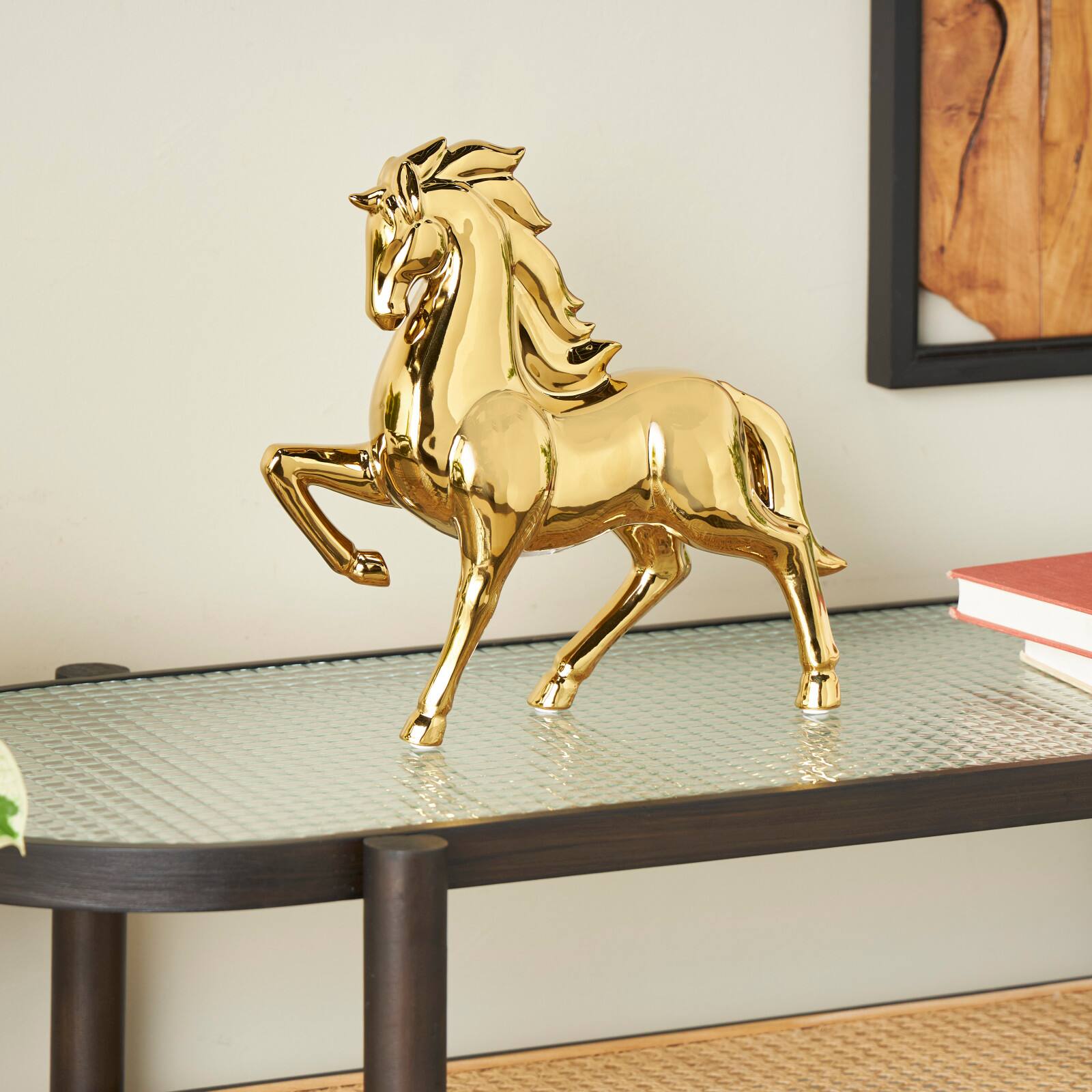 12&#x22; Ceramic Prancing Horse Sculpture