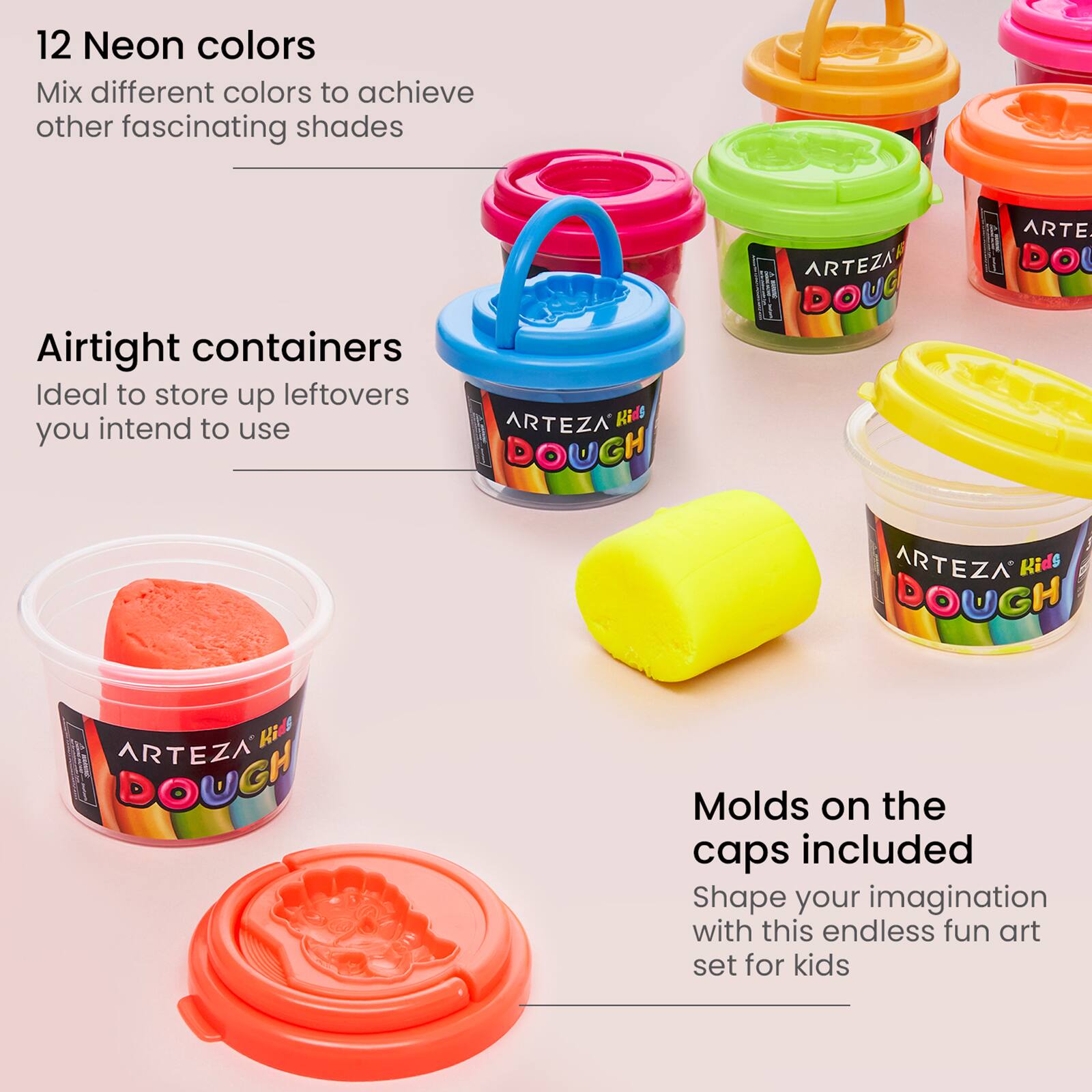 Arteza&#xAE; Kids 12 Piece Neon Colors Dough Set