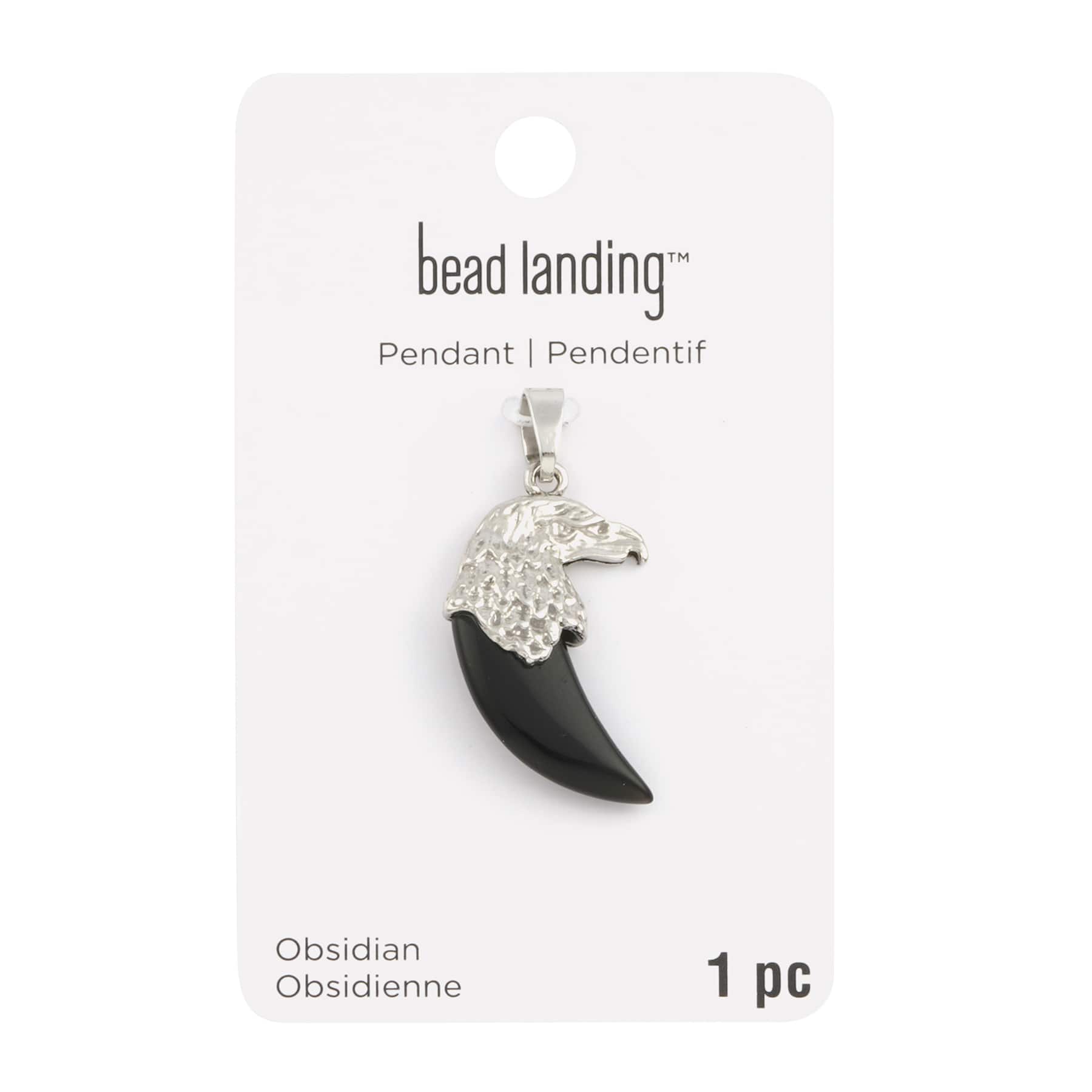 Rhodium &#x26; Obsidian Eagle Pendant by Bead Landing&#x2122;