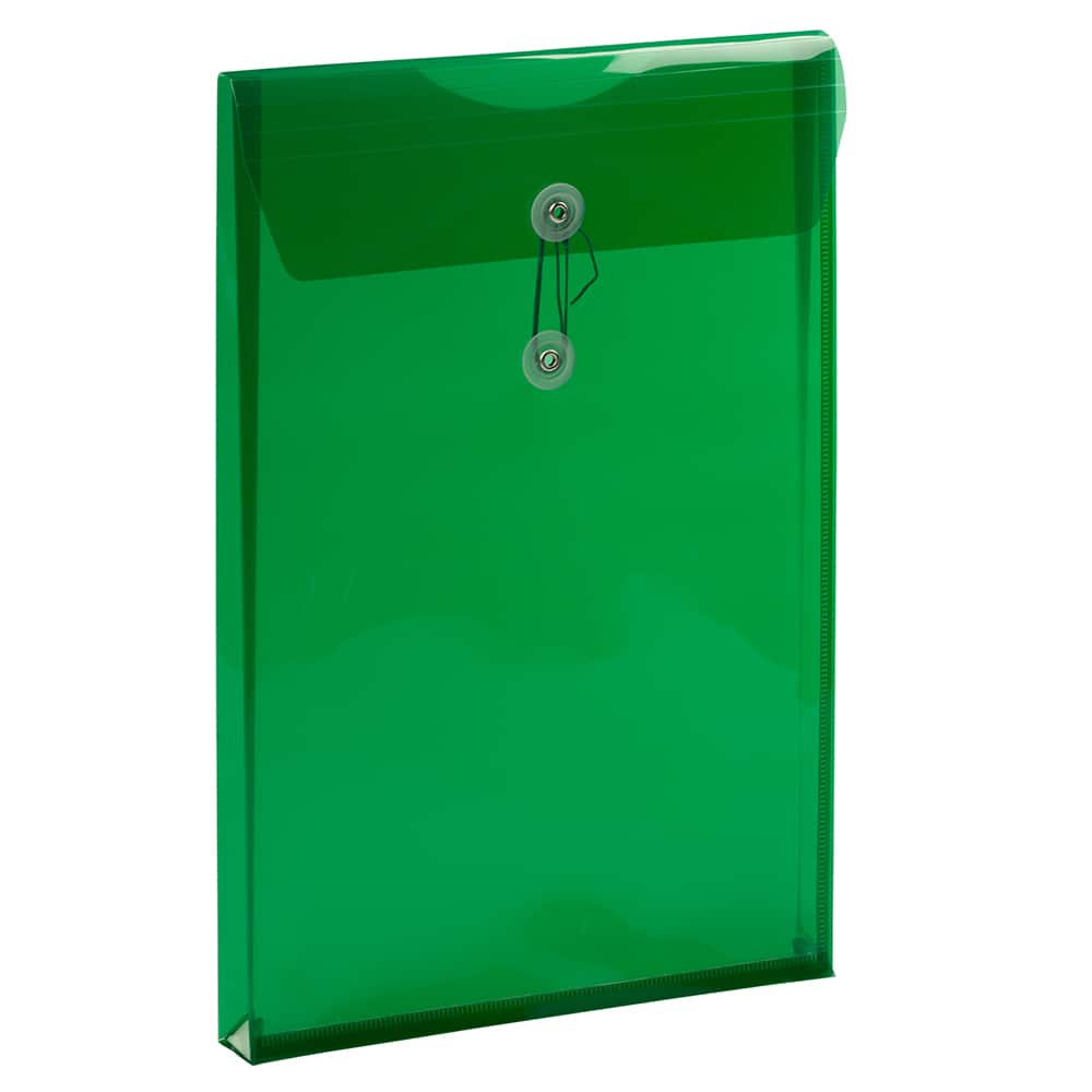 JAM Paper Legal Size Plastic Envelopes with Button &#x26; String Tie Closure, 12ct.