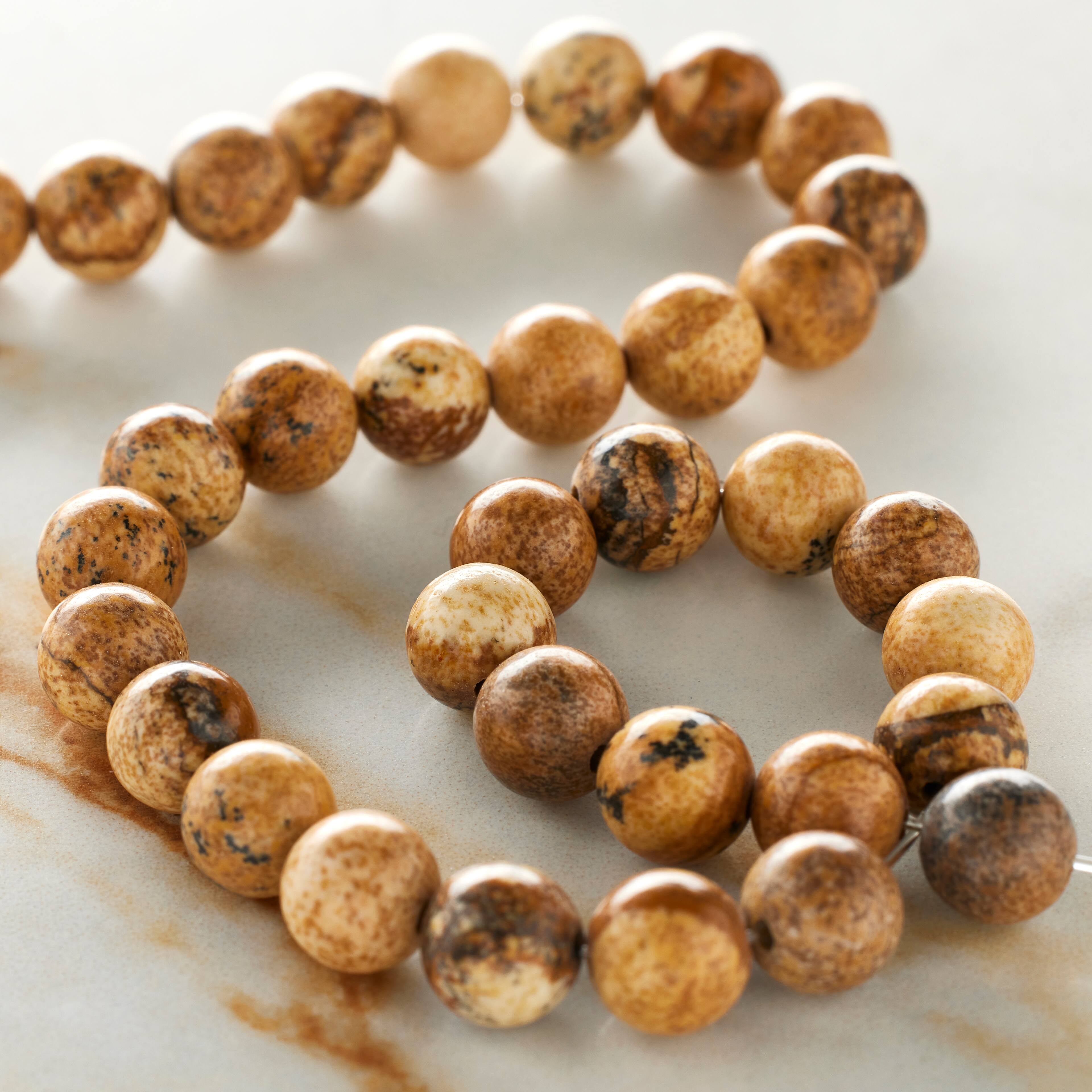 Natural & Brown Picture Jasper Round Beads, 6mm by Bead Landing™