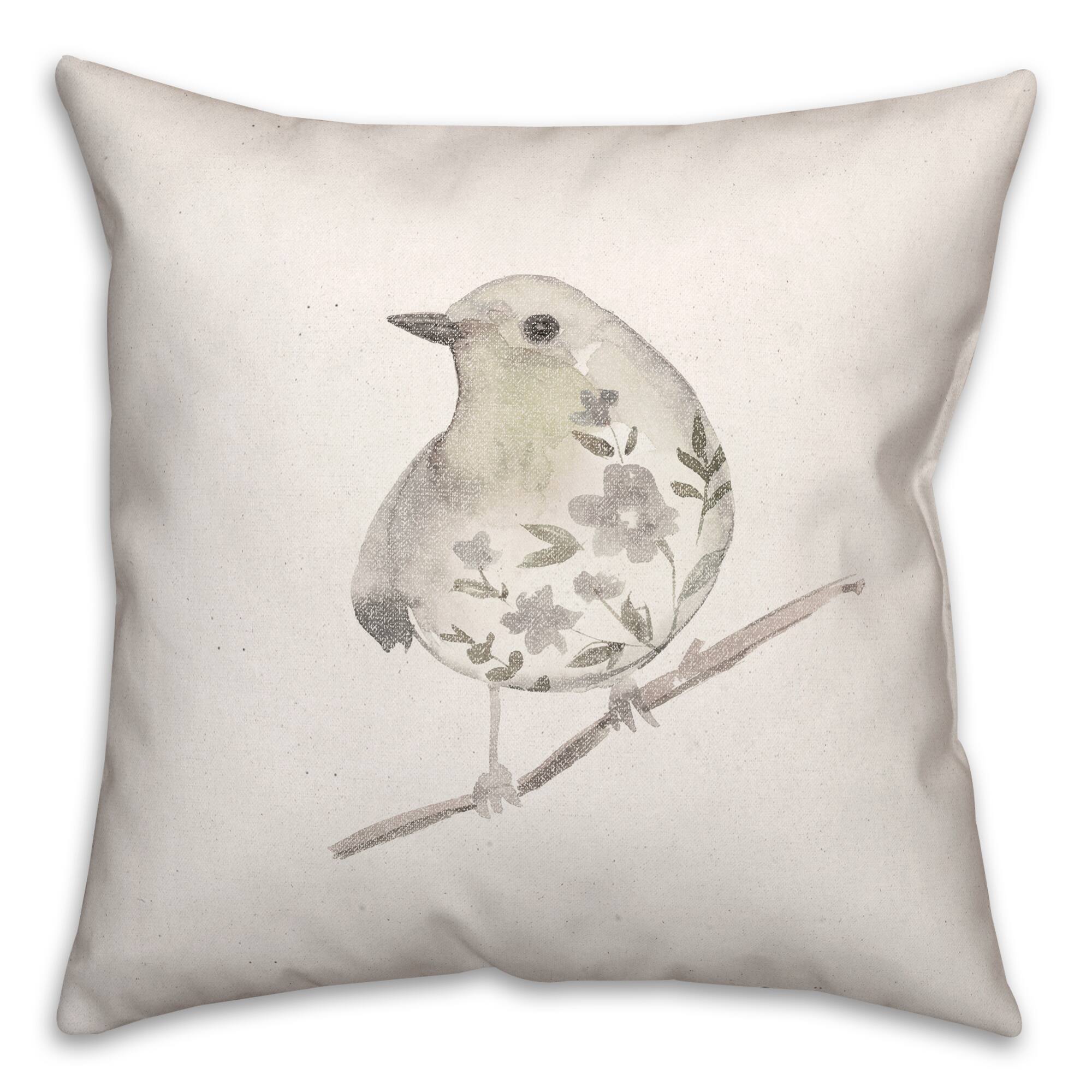 Neutral Sage Bird II Indoor/Outdoor Pillow