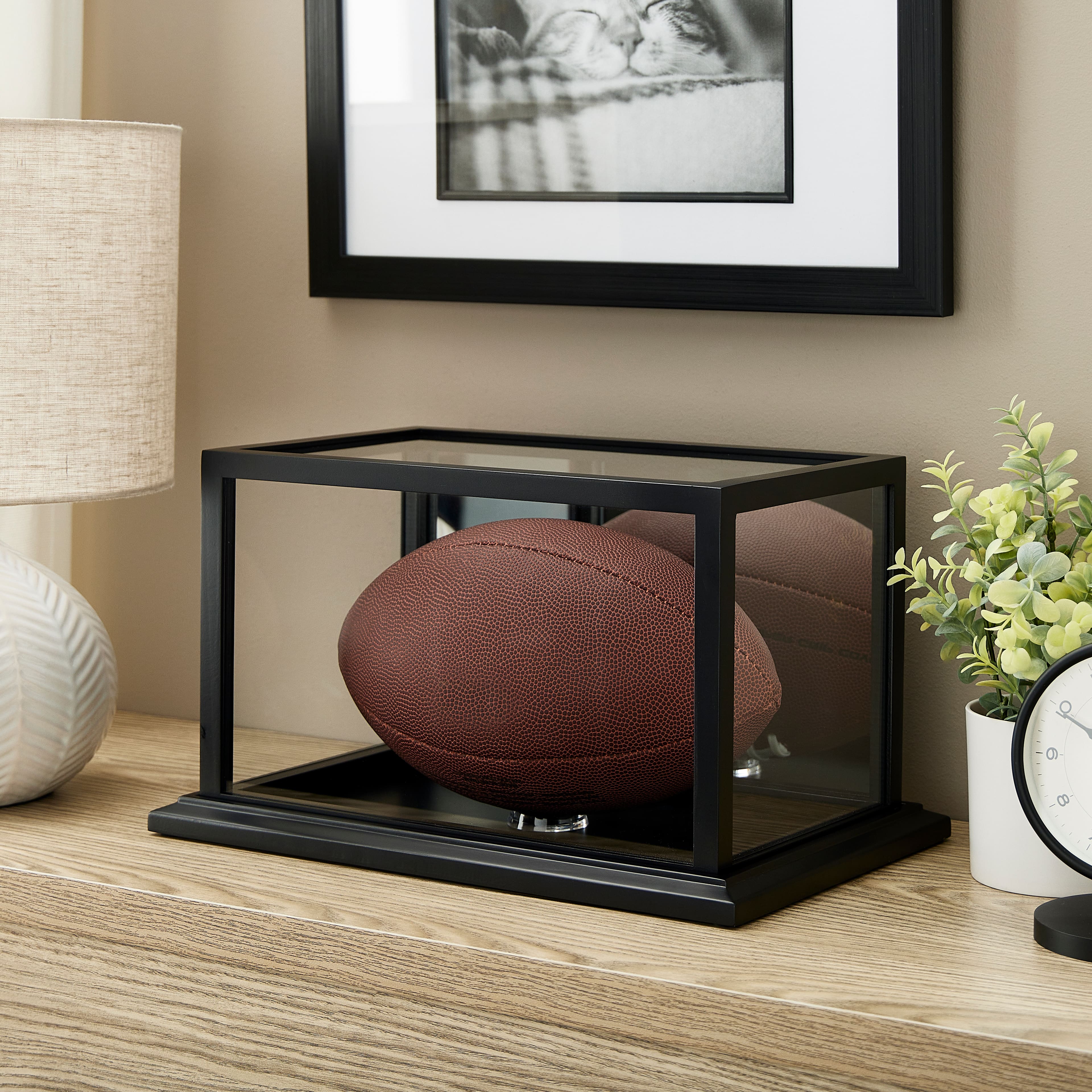 8 Pack: Black Football Display Case With Mirror Back by Studio D&#xE9;cor&#xAE;