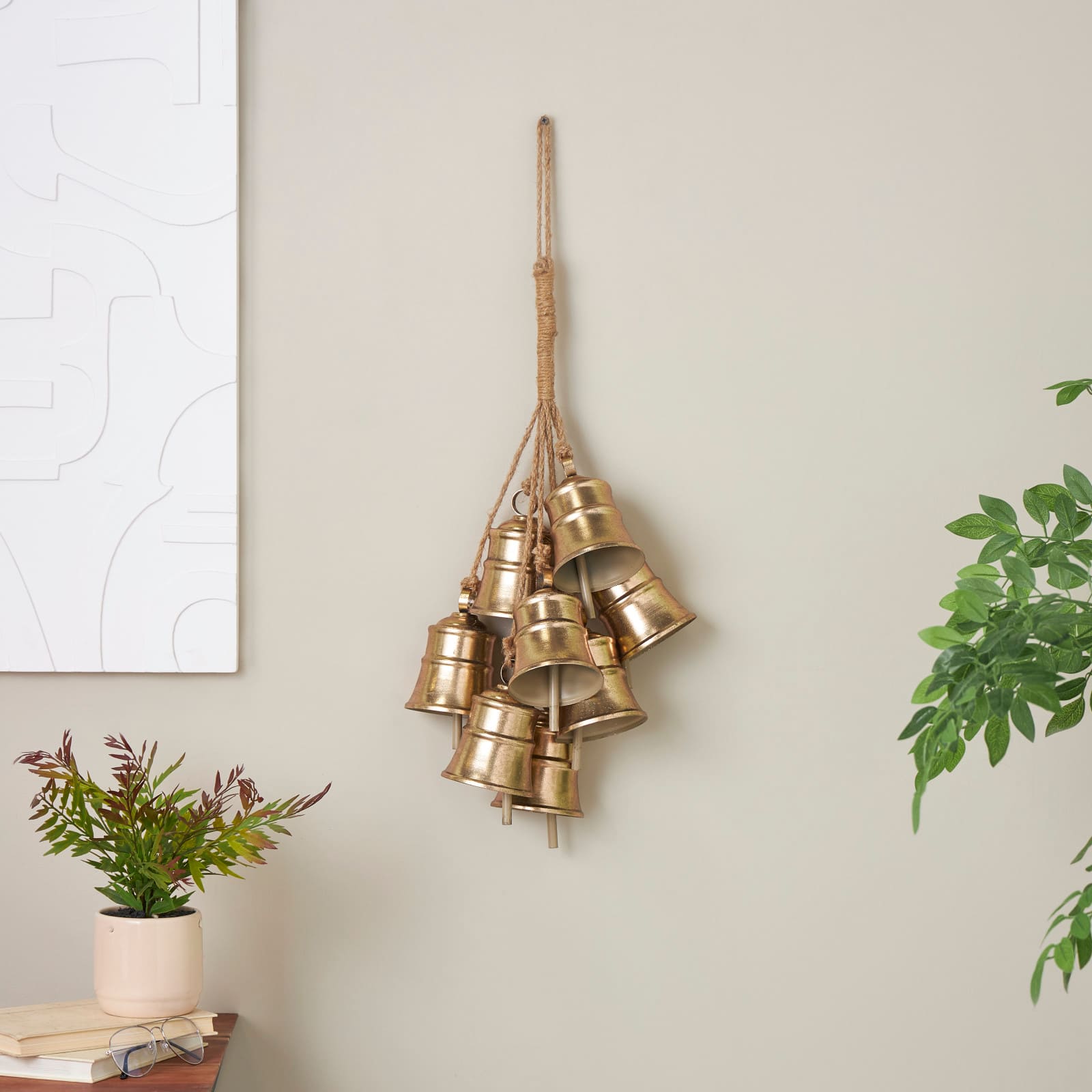 25" Gold Metal Cascading Cluster Decorative Bells