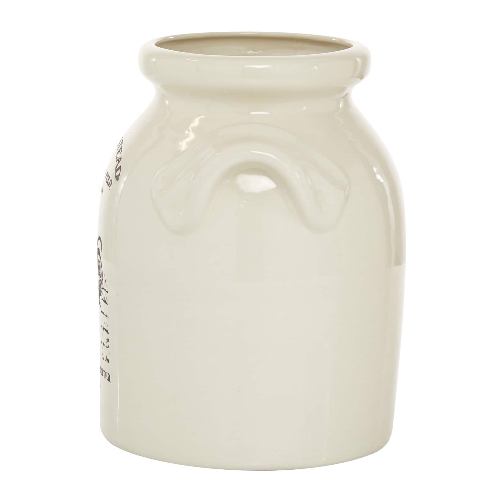 Beige Ceramic Farmhouse Vase, 10&#x22; x 8&#x22; x 8&#x22;