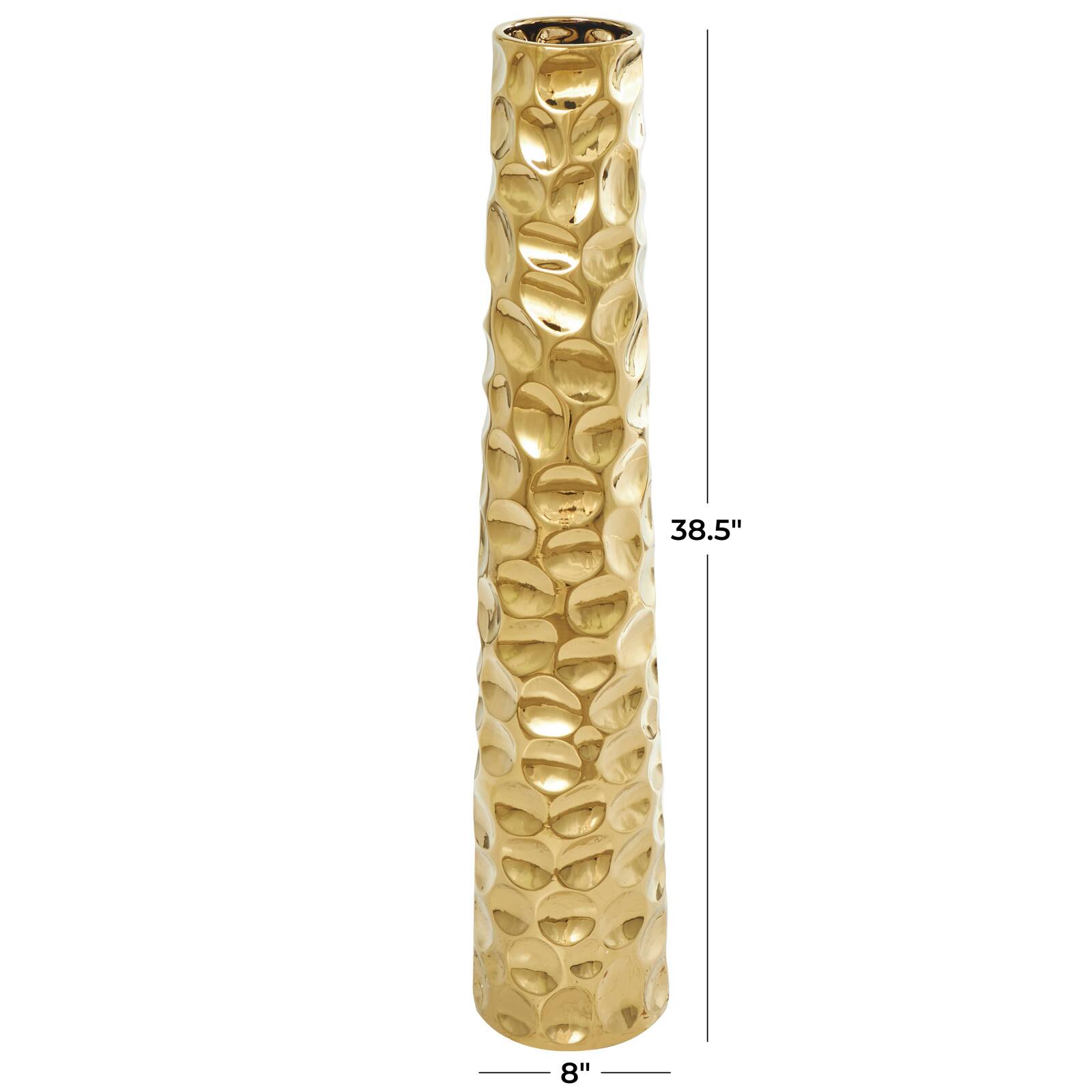 39&#x22; Gold Concaved Circles Ceramic Vase