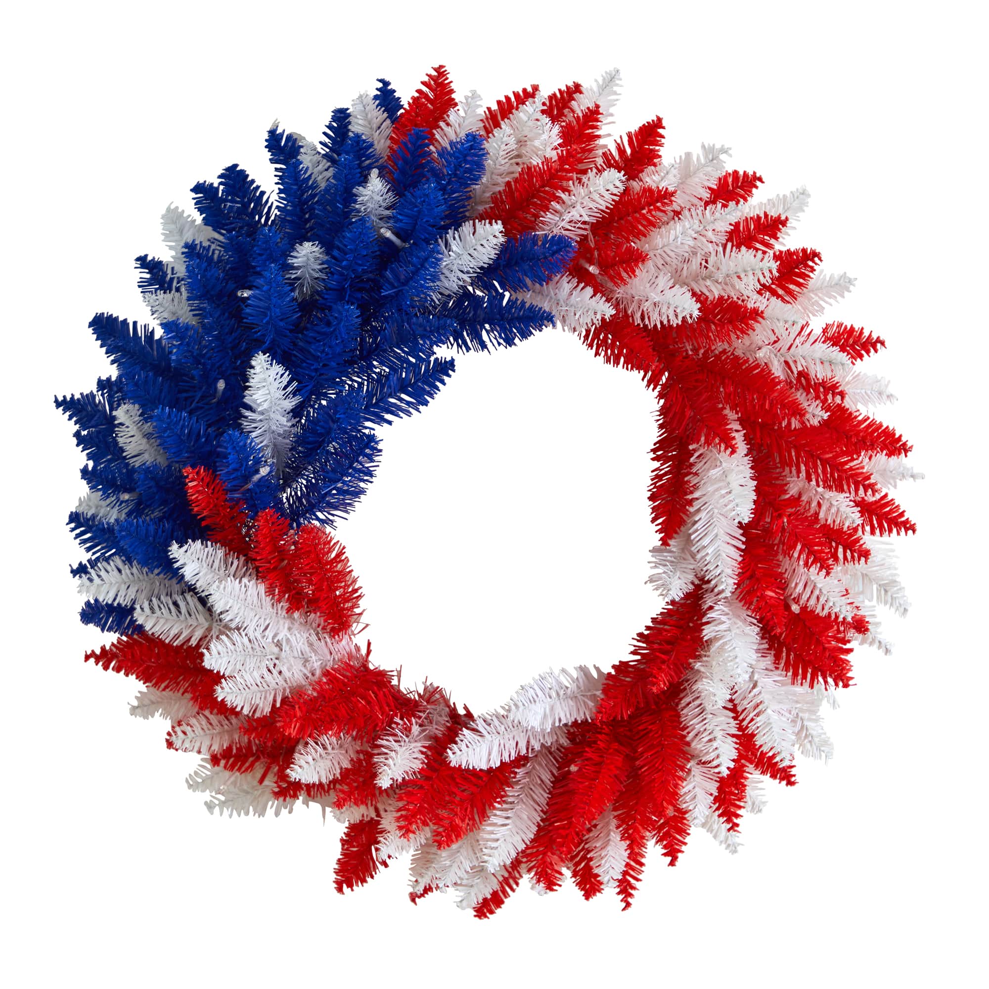 24" Warm LED Red, White & Blue Patriotic Wreath