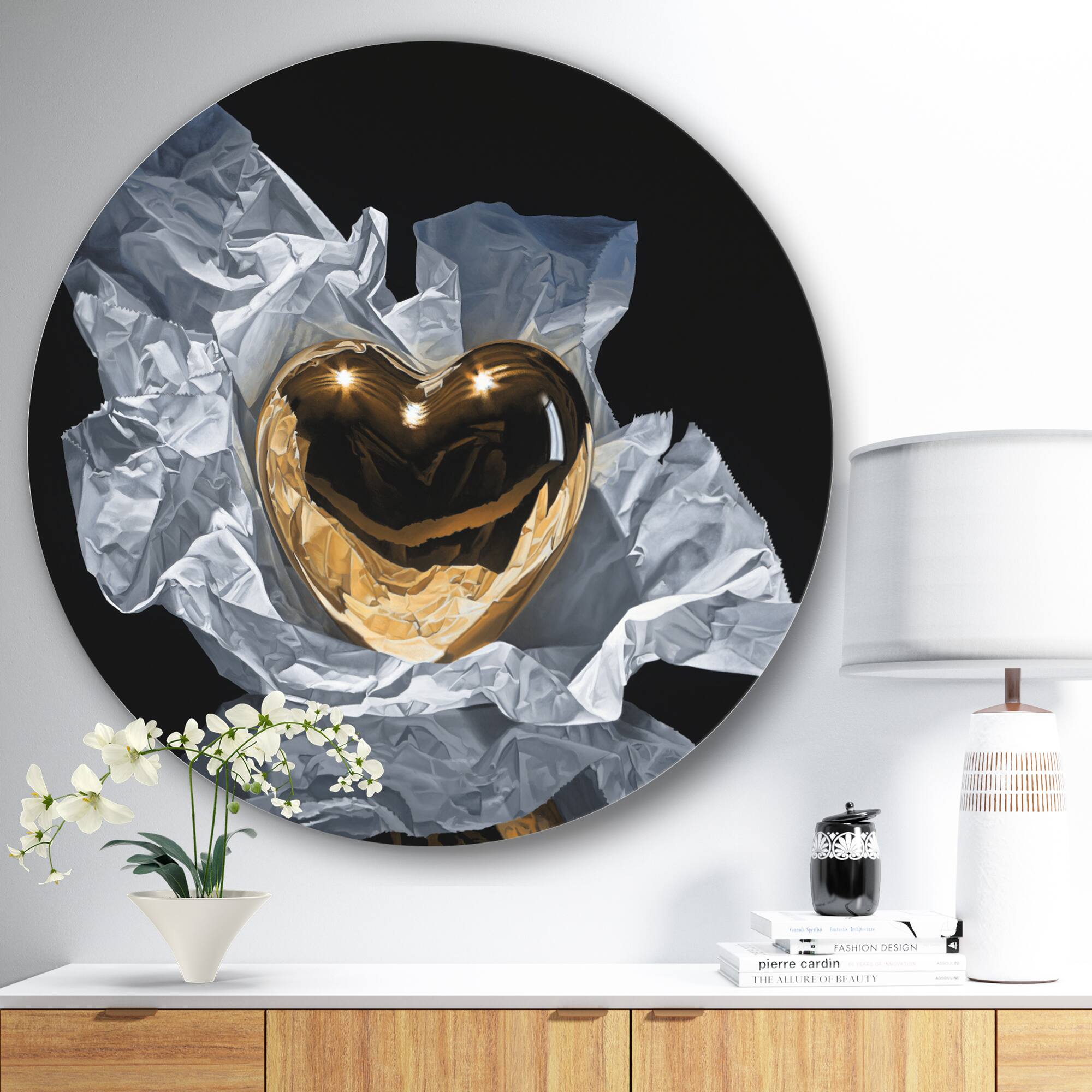 Designart - Heart Of Gold - Modern & Contemporary Metal Circle Wall Art