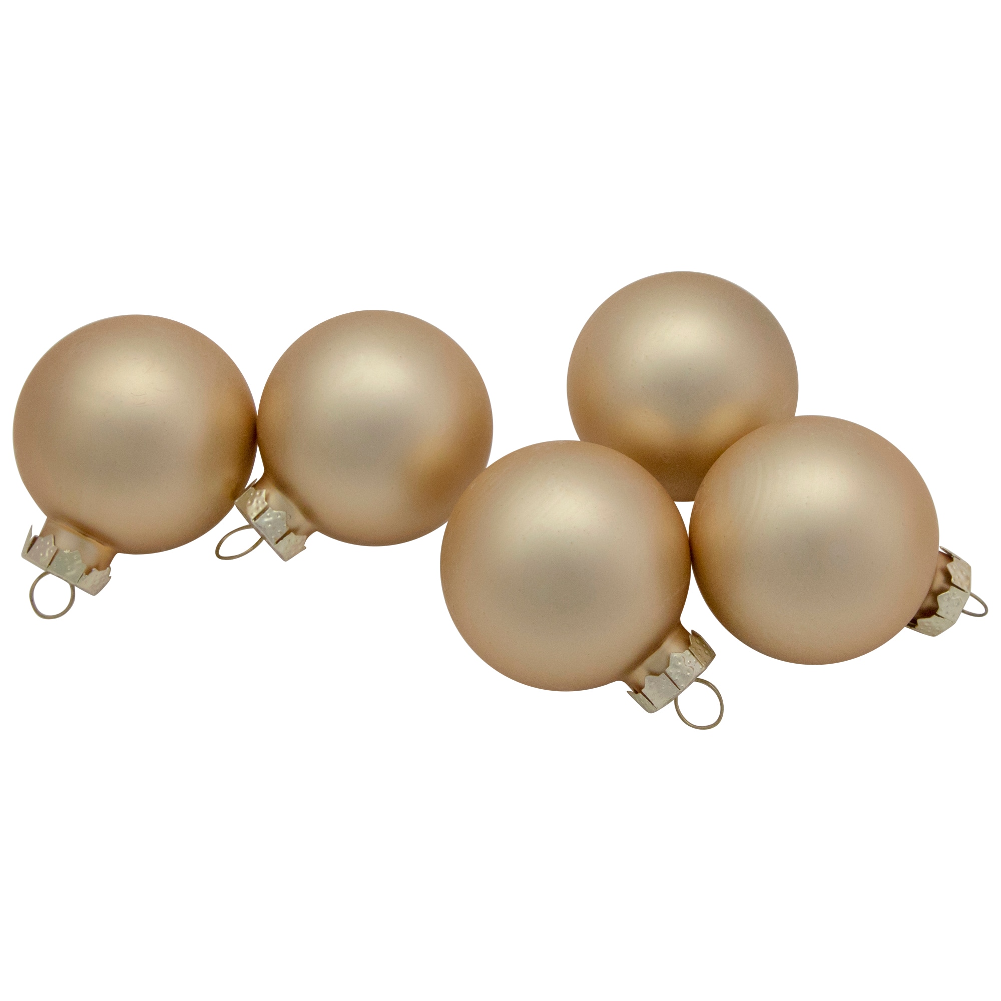 10ct. 1.75&#x22; Champagne Gold Shiny and Matte Glass Christmas Ball Ornaments