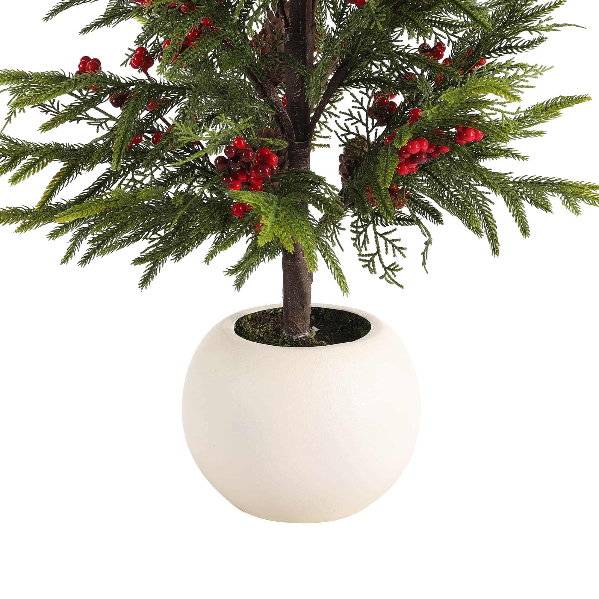 Glitzhome&#xAE; 37.5&#x22;H Chirstmas Greenery Pine Porch Tree with Berries