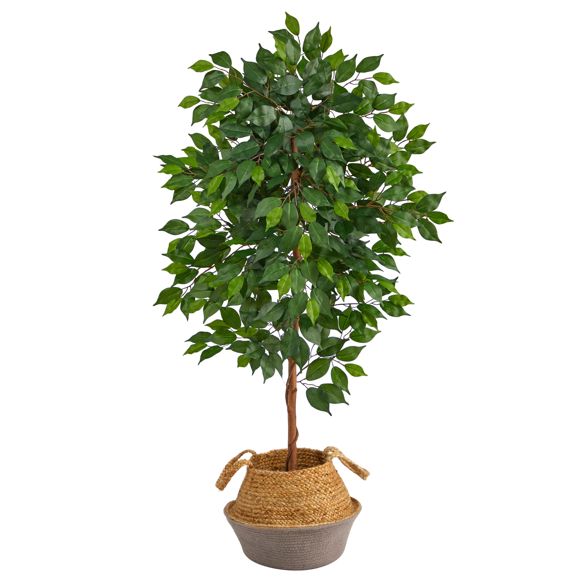 4ft. Ficus Artificial Tree in Boho Chic Handmade Cotton & Jute Gray Woven Planter