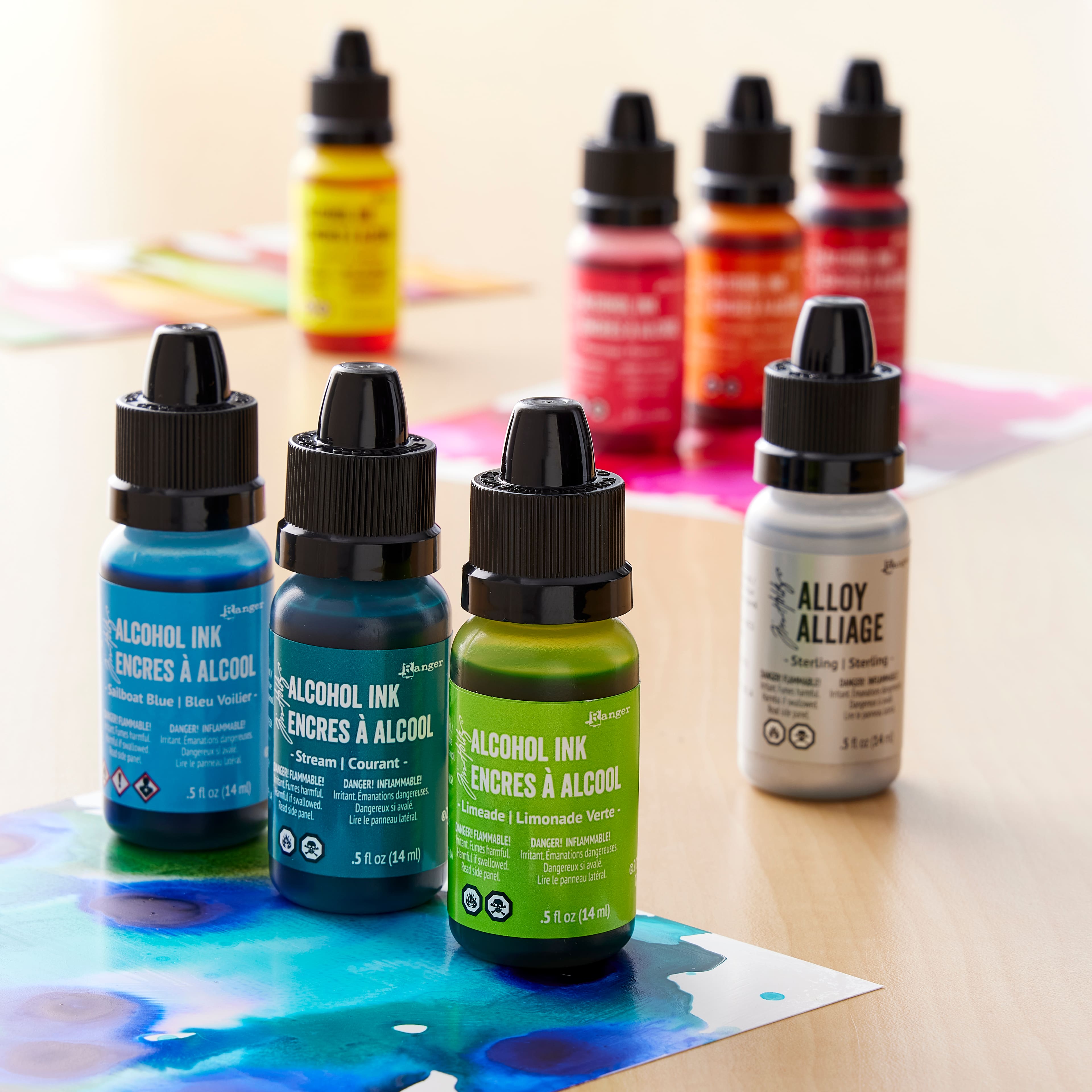 Tim Holtz® Greens & Blues 8 Colour Alcohol Ink Set