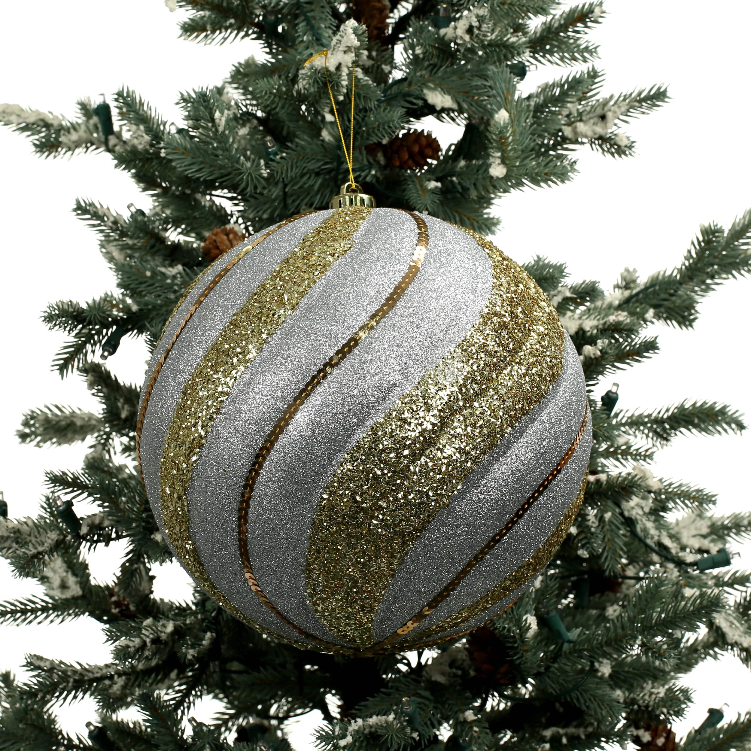9.75&#x22; Silver &#x26; Gold Glitter Twist Shatterproof Ball Ornament by Ashland&#xAE;