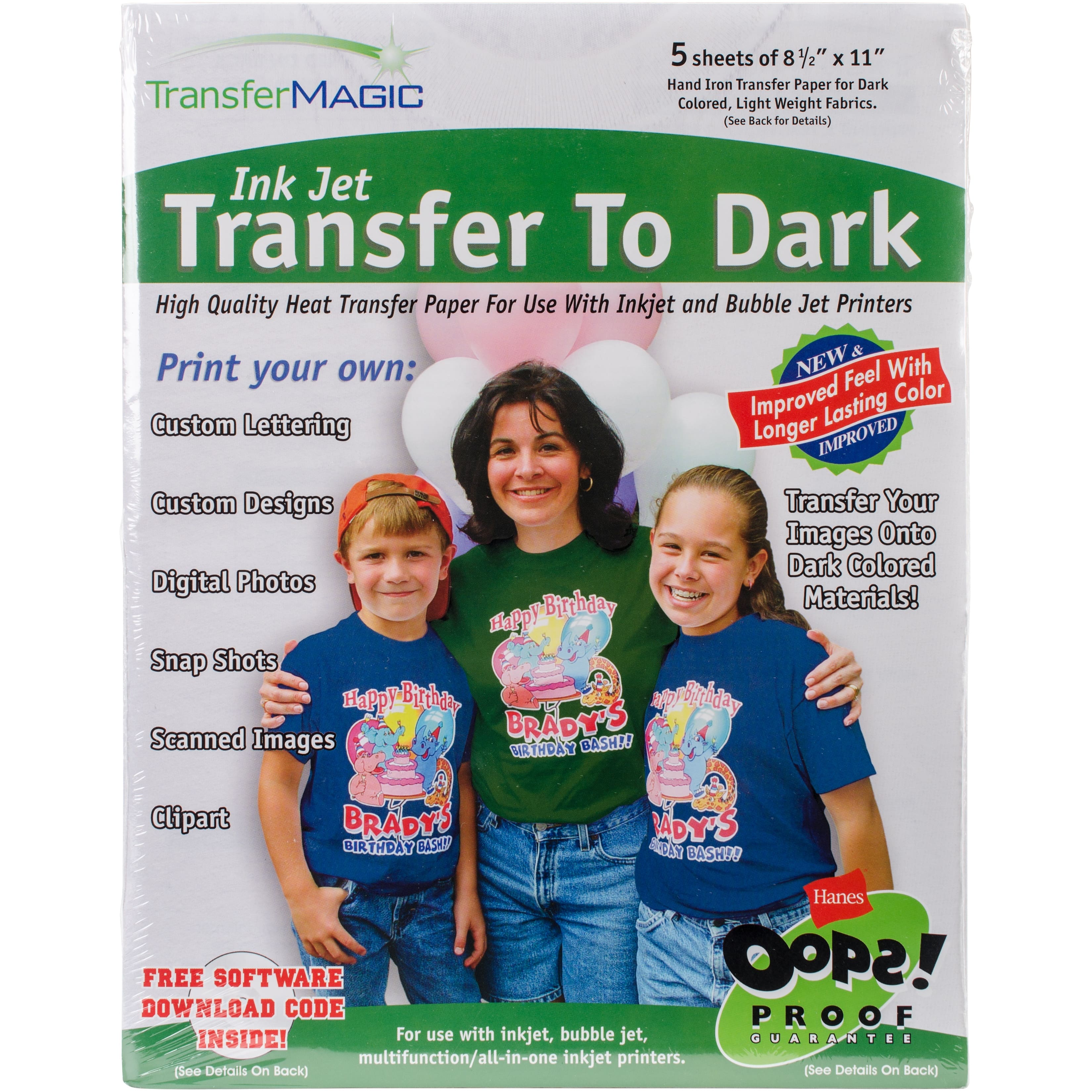 Transfer Magic 8.5&#x22; x 11&#x22; Dark Fabric Ink Jet Transfer Sheets, 5ct.