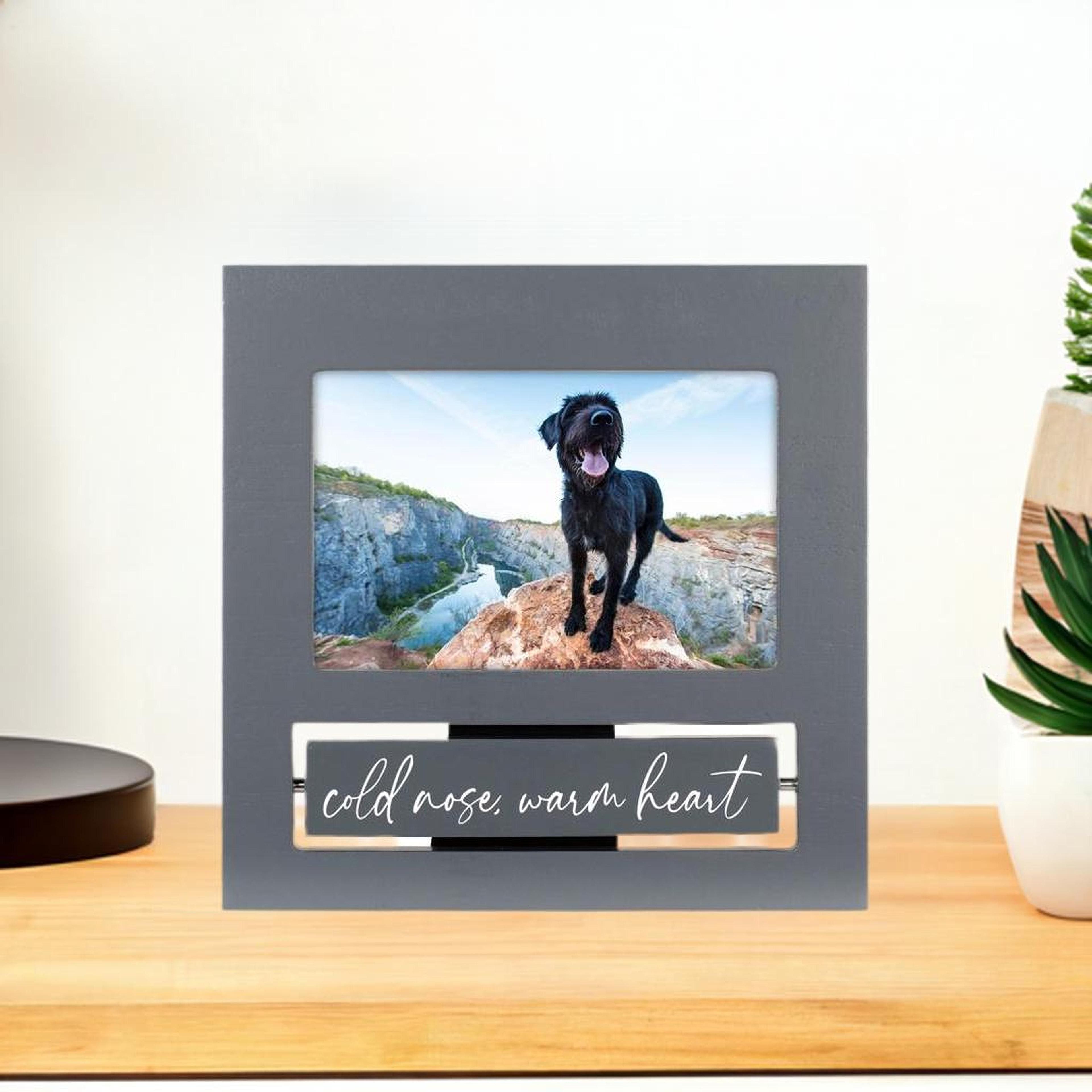 Malden International Designs Born to Bark, Cold Nose Warm Heart Gray Flip It Photo Frame