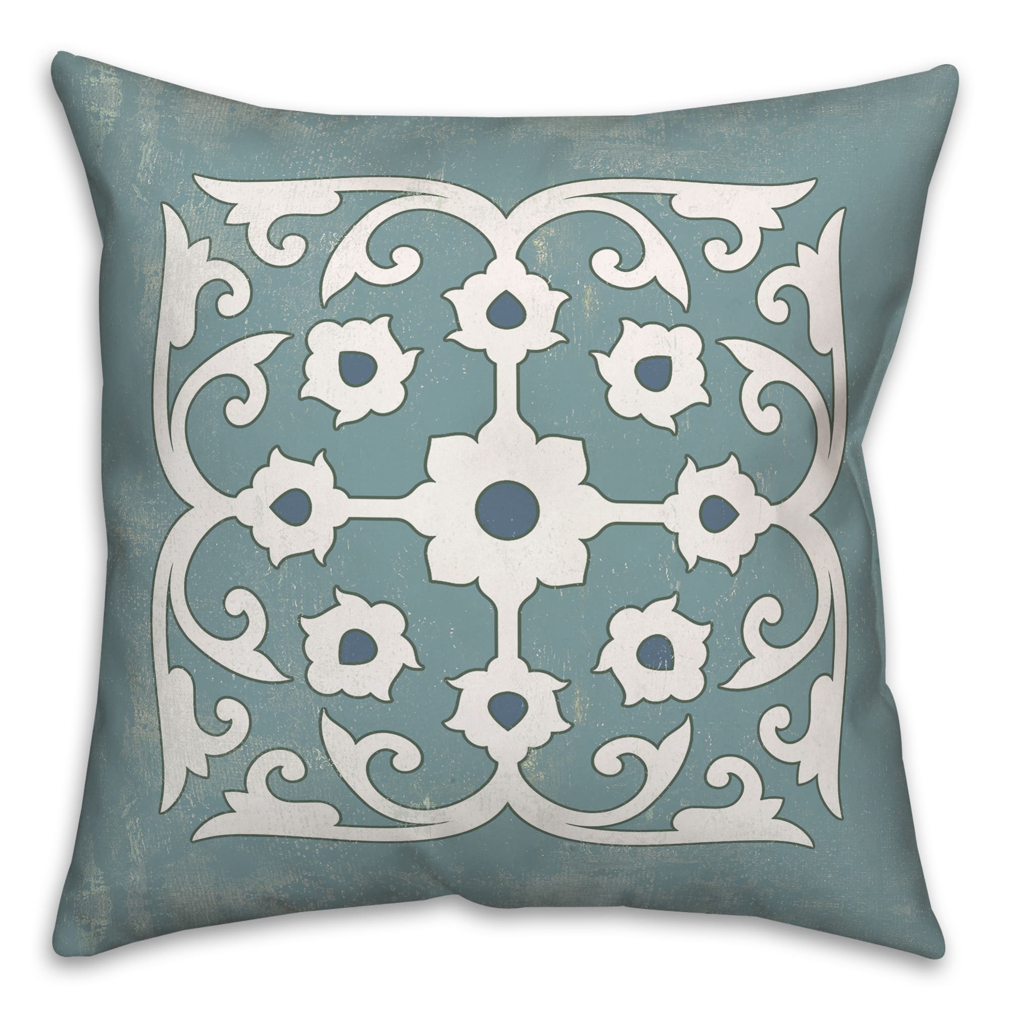 Blue Stone Tile Graphic Throw Pillow