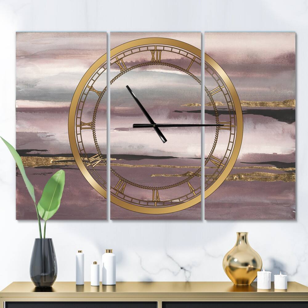 Designart Purple Glam Storm I Multipanel Wall Clock