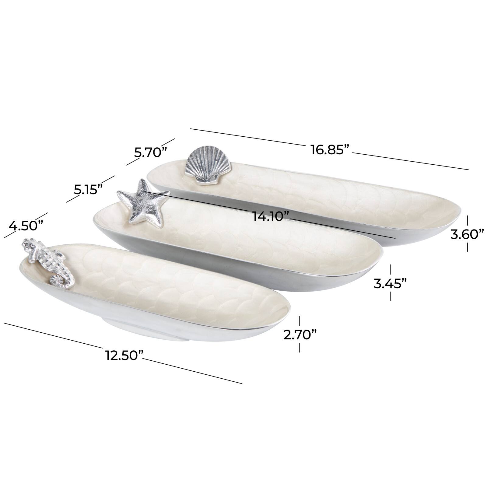 White Sea Life Metal Decorative Bowl Set