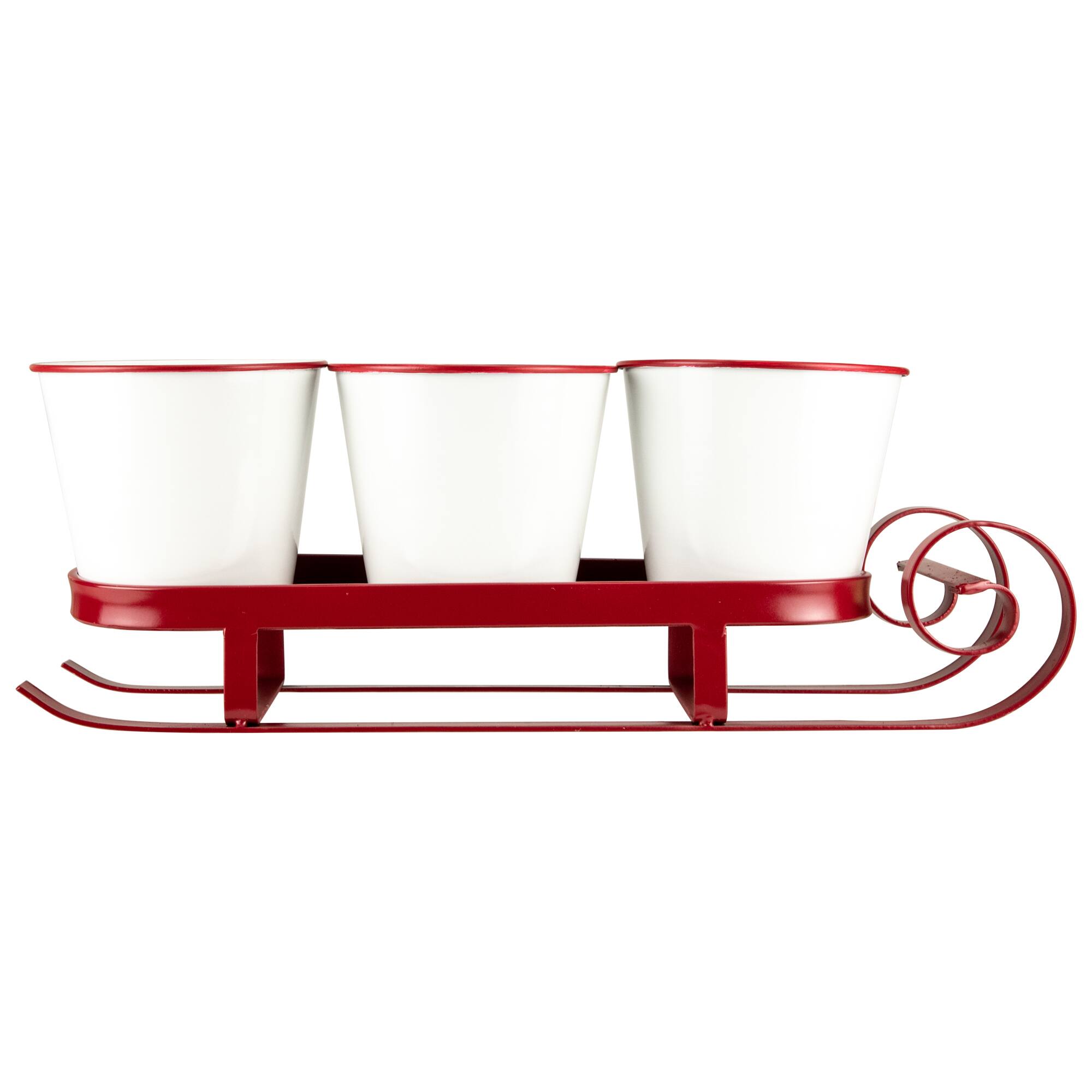 18.75&#x22; Red Sleigh with Sentiment Buckets Christmas Table Centerpiece